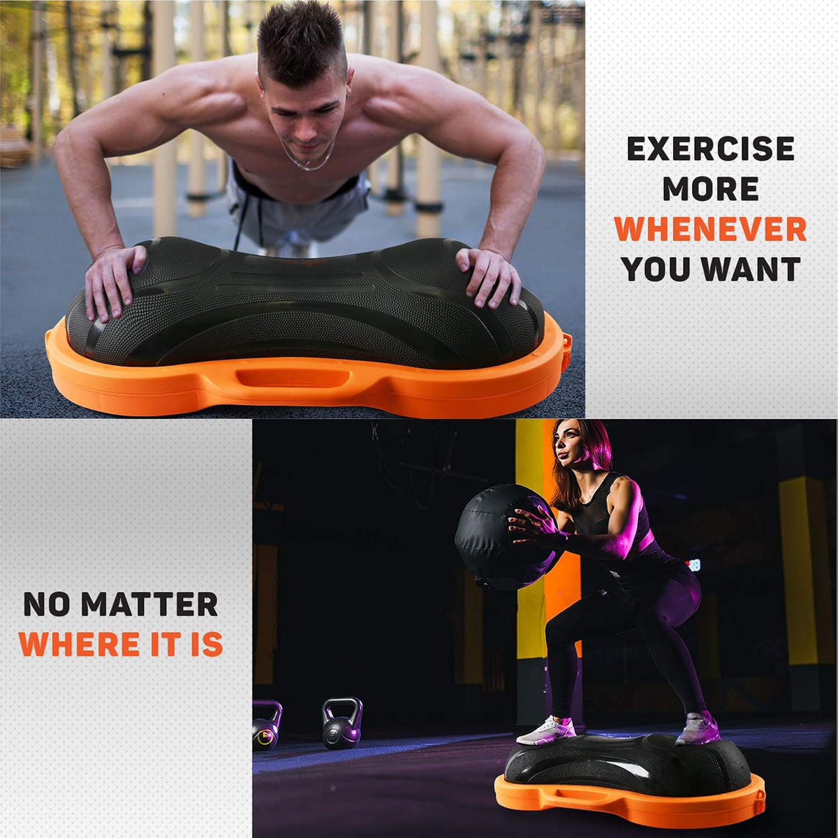 Yes4All Balance Ball, Half Peanut Exercise Workout Trainer, 1100 lb, Orange - VMInnovations