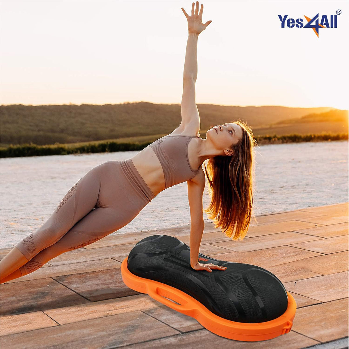 Yes4All Balance Ball, Half Peanut Exercise Workout Trainer, 1100 lb, Orange - VMInnovations