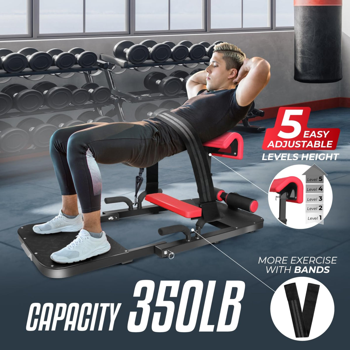 Yes4All Versatile Hip Thrust Machine with Resistance Bands for Home (Open Box)