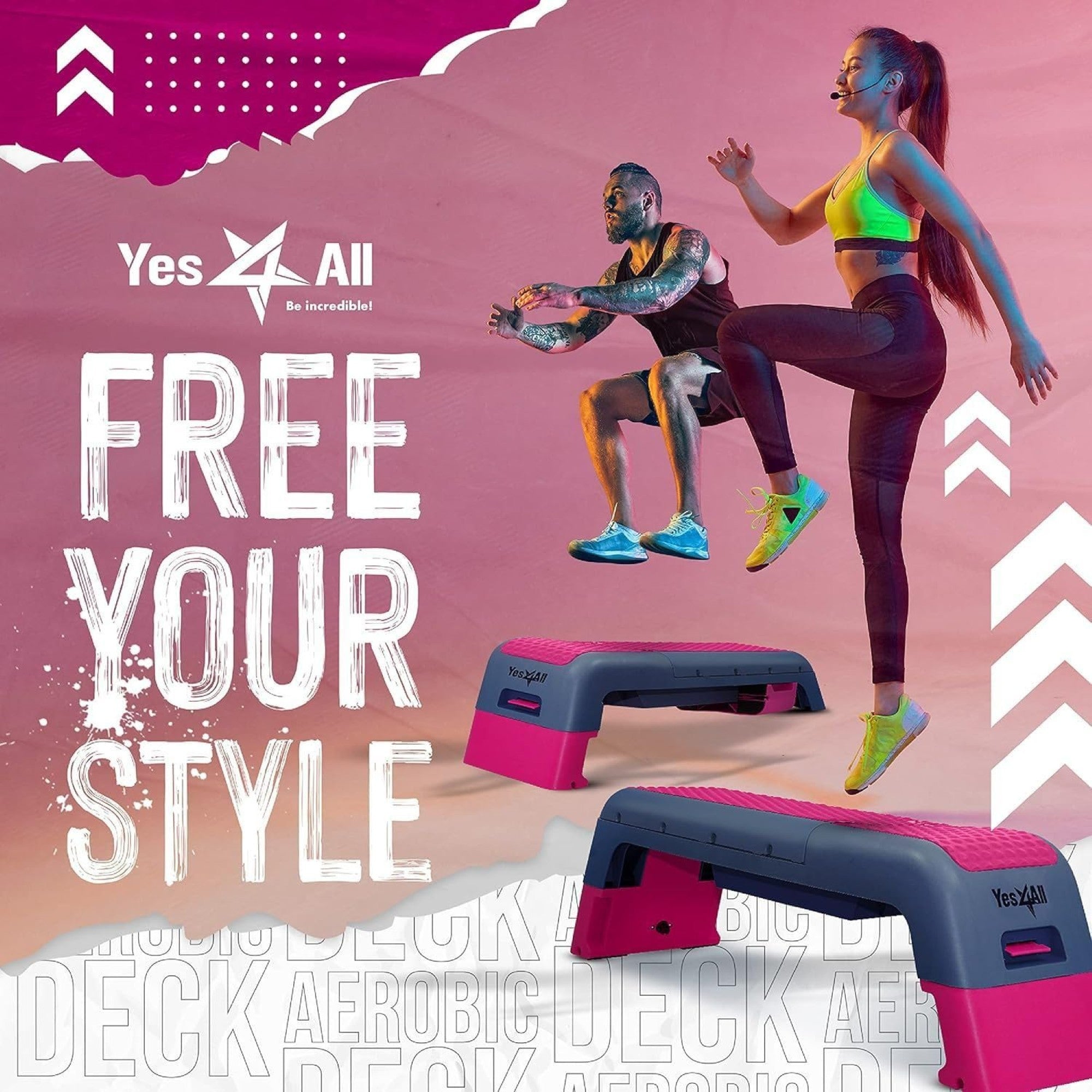 Yes4All Aerobic Deck Step Platform for Cardio & Strength Training, Orange/Purple - VMInnovations