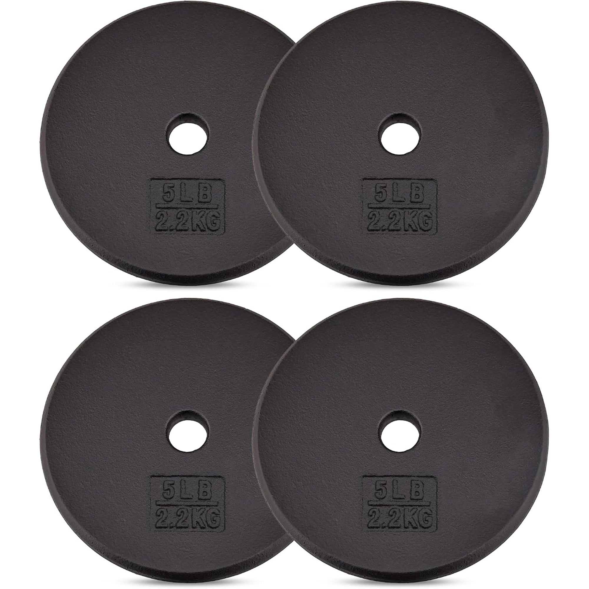Yes4All Standard 5 lb Cast Iron Weight Plate Workout Set for 1" Barbells, 4 Pack