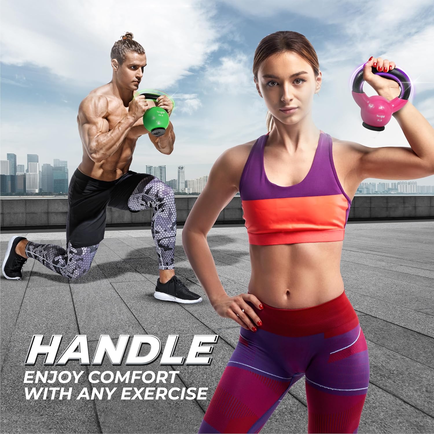 Yes4All 65lb Kettlebell, Vinyl Coated Cast Iron Weight w/Rubber Base, Dark Red - VMInnovations