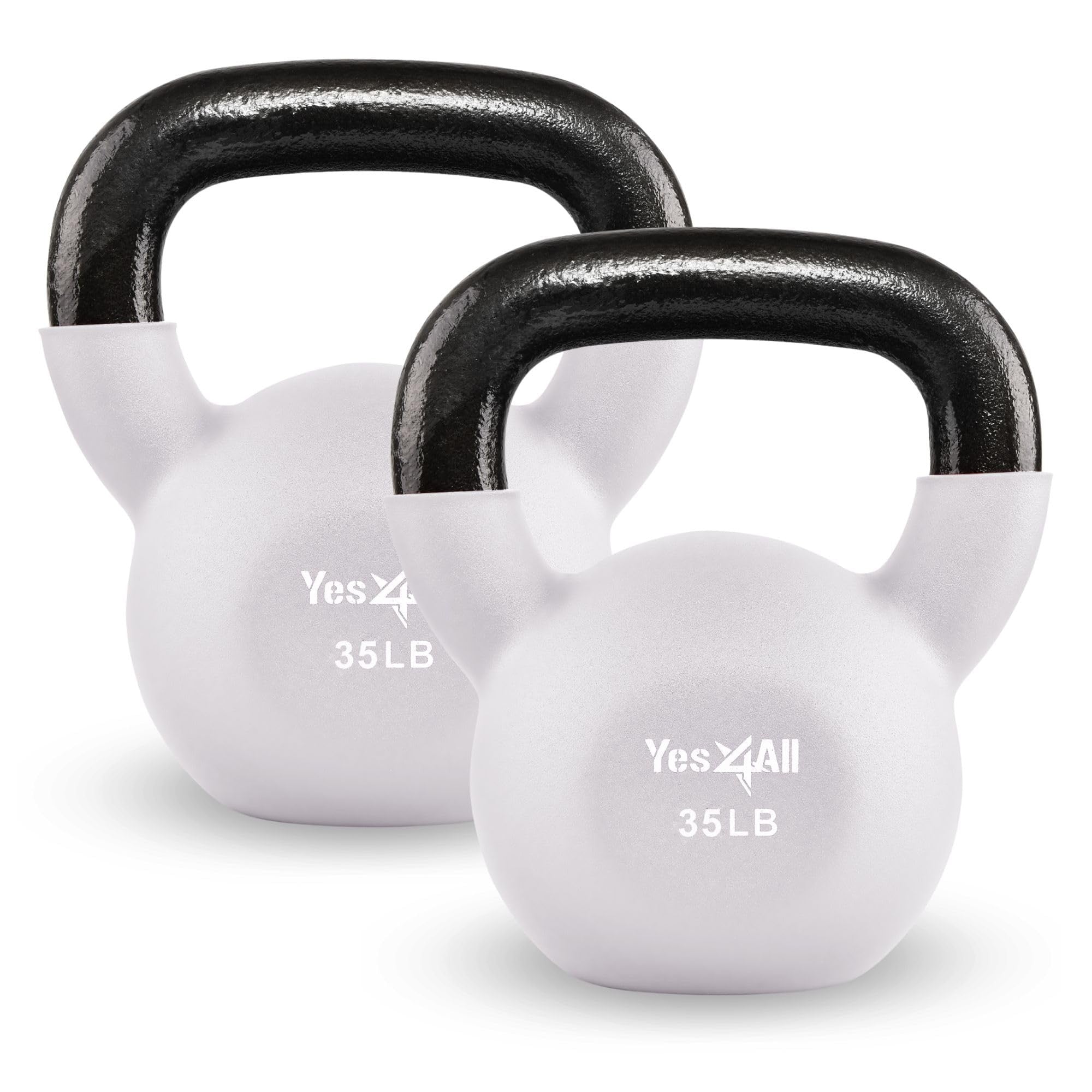 Yes4All 35 Pound Kettlebells, 1 Pair Neoprene Coated Cast Iron Weights(Open Box)