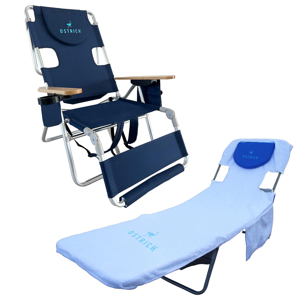 Ostrich The Woody Backpack 3N1 Lounge Chair w/ Cooler Bag & Custom Fitted Towel