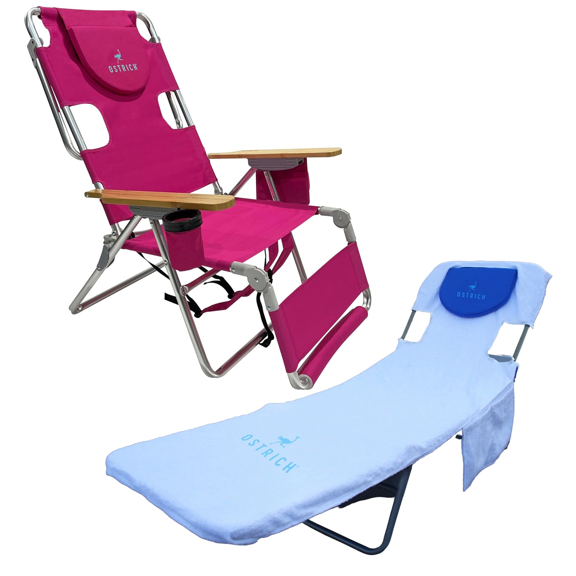Ostrich The Woody Backpack 3N1 Lounge Chair w/ Cooler Bag & Custom Fitted Towel - VMInnovations