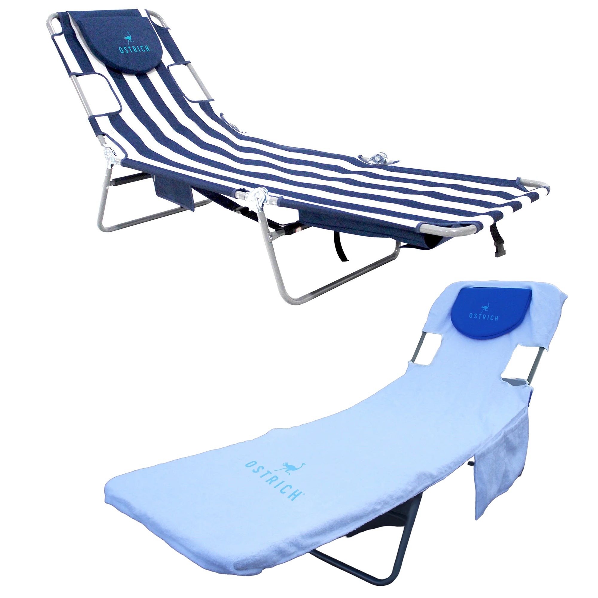 Ostrich The Backpack Chaise Lounge Chair with Storage Bag & Custom Fitted Towel - VMInnovations