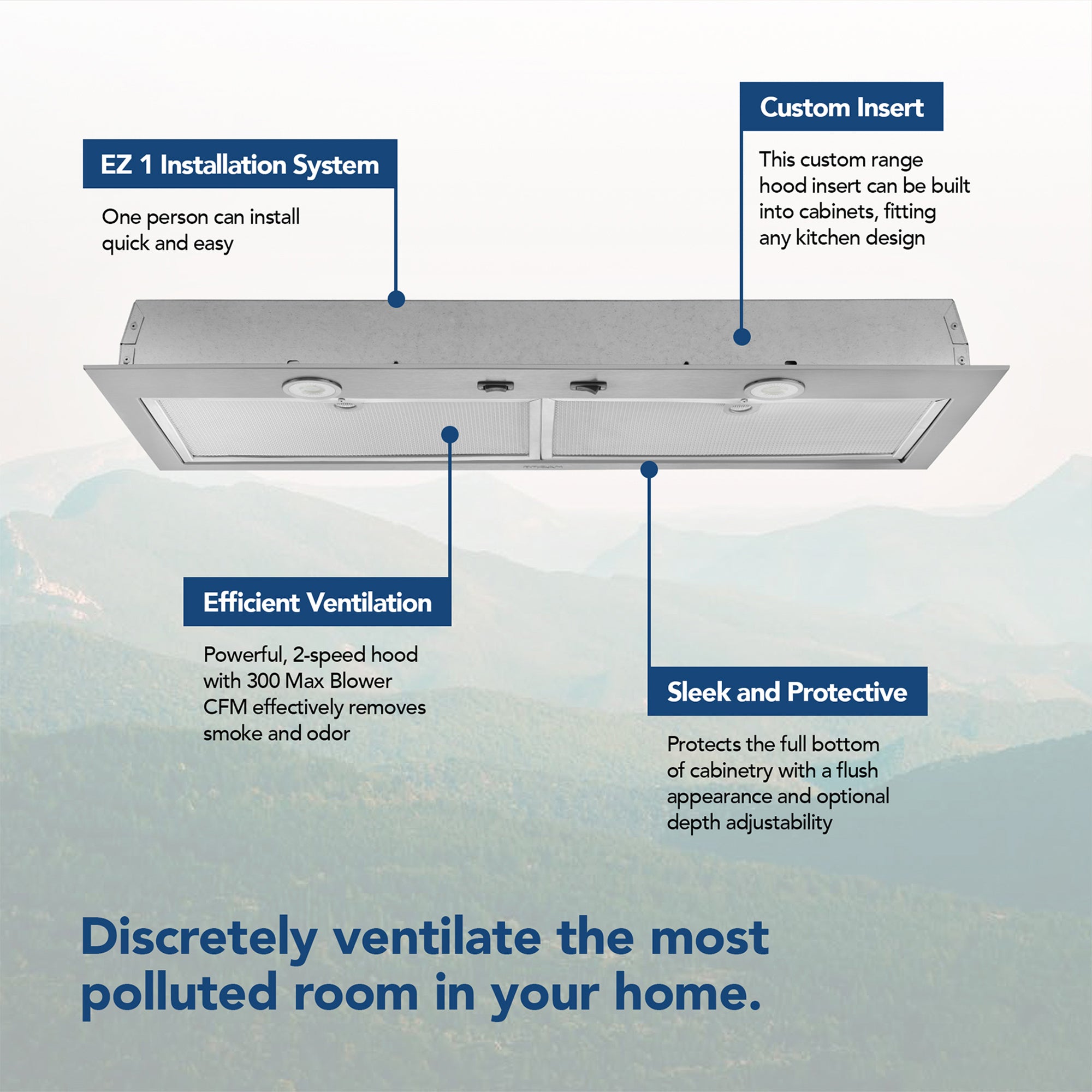 Broan-NuTone Custom Built-In Power Pack Insert, 30", 300 CFM, Stainless Steel - VMInnovations