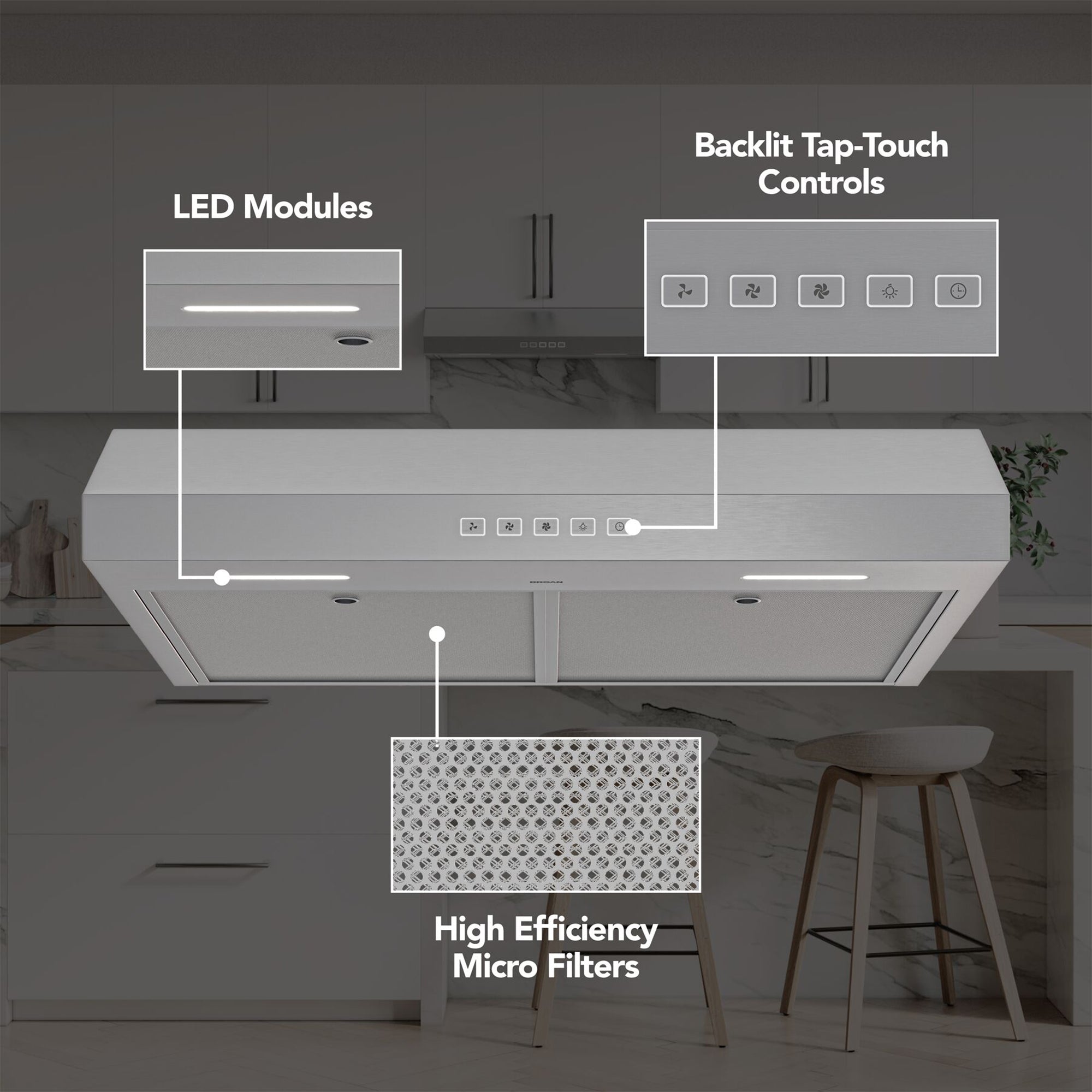 Broan-NuTone 30" Under Cabinet Range Hood, ENERGY STAR, 350 Max Blower(Open Box) - VMInnovations