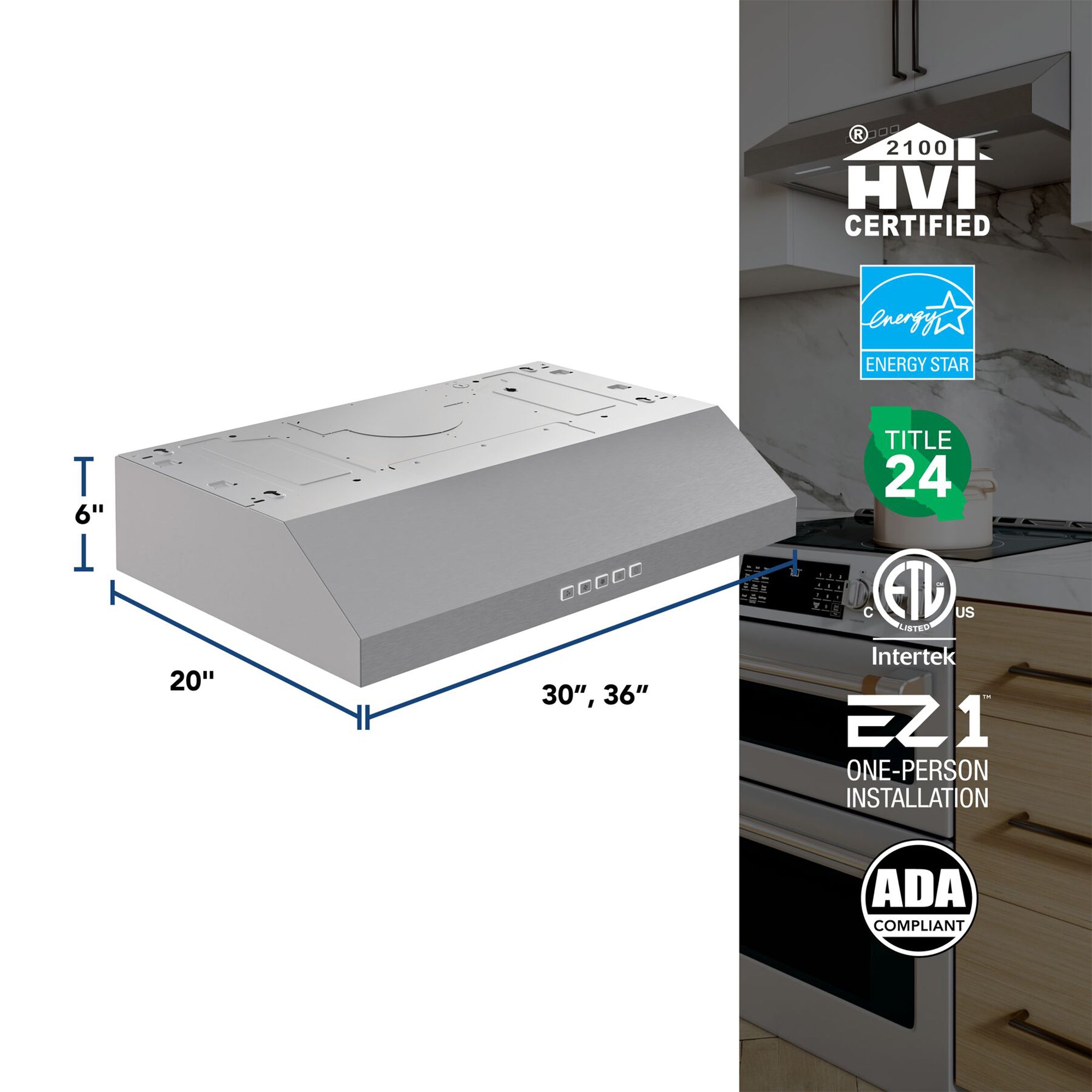 Broan-NuTone 30" Under Cabinet Range Hood, ENERGY STAR, 350 Max Blower(Open Box) - VMInnovations