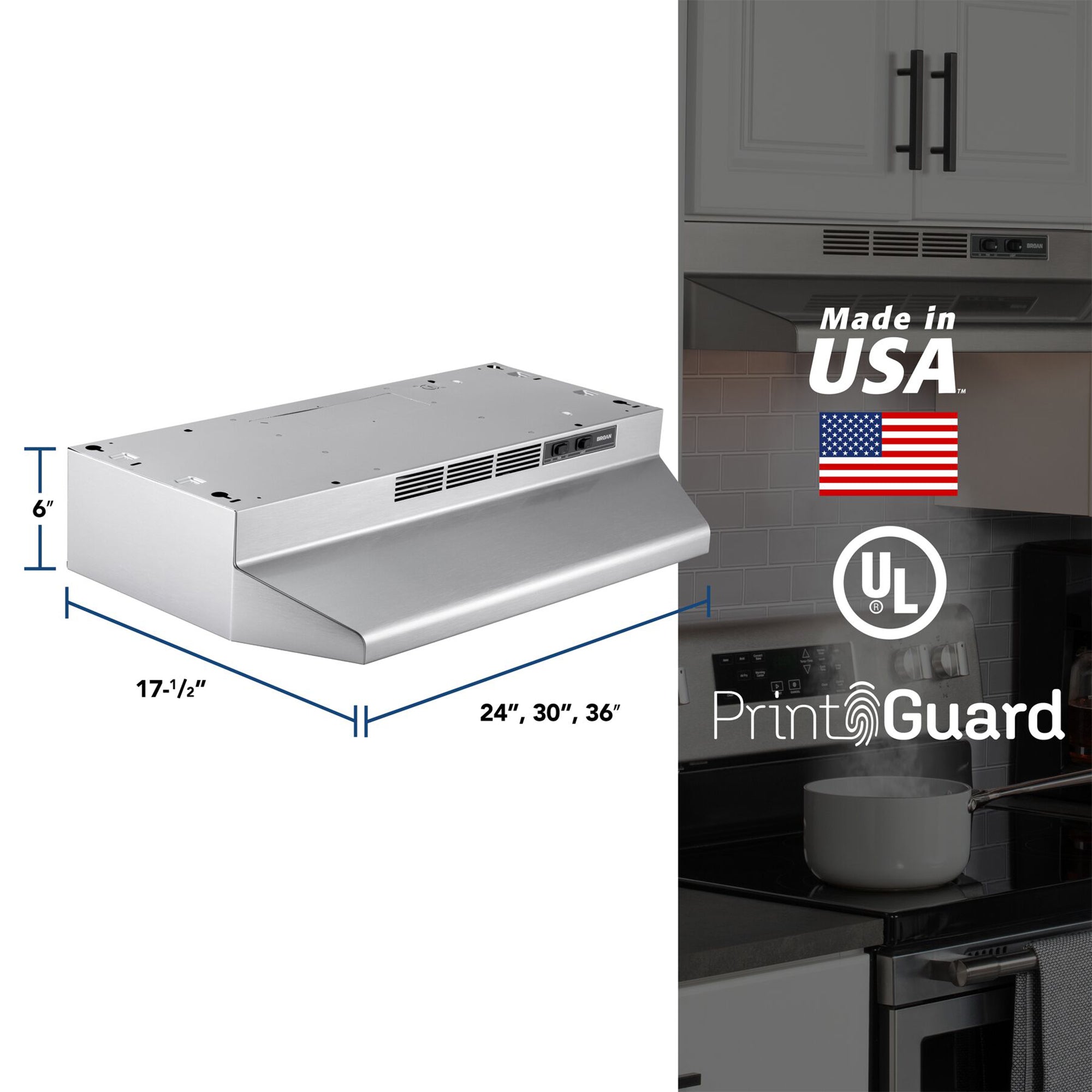 Broan-NuTone Ductless Range Hood for Under Cabinet, 24 Inch, Stainless Finish (Open Box)