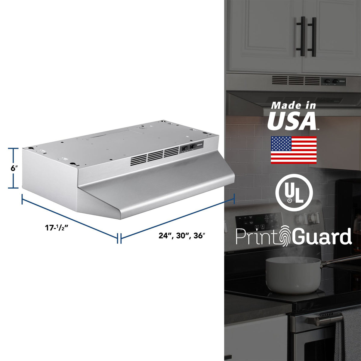 Broan-NuTone Ductless Range Hood for Under Cabinet, 24 Inch, (Open Box)