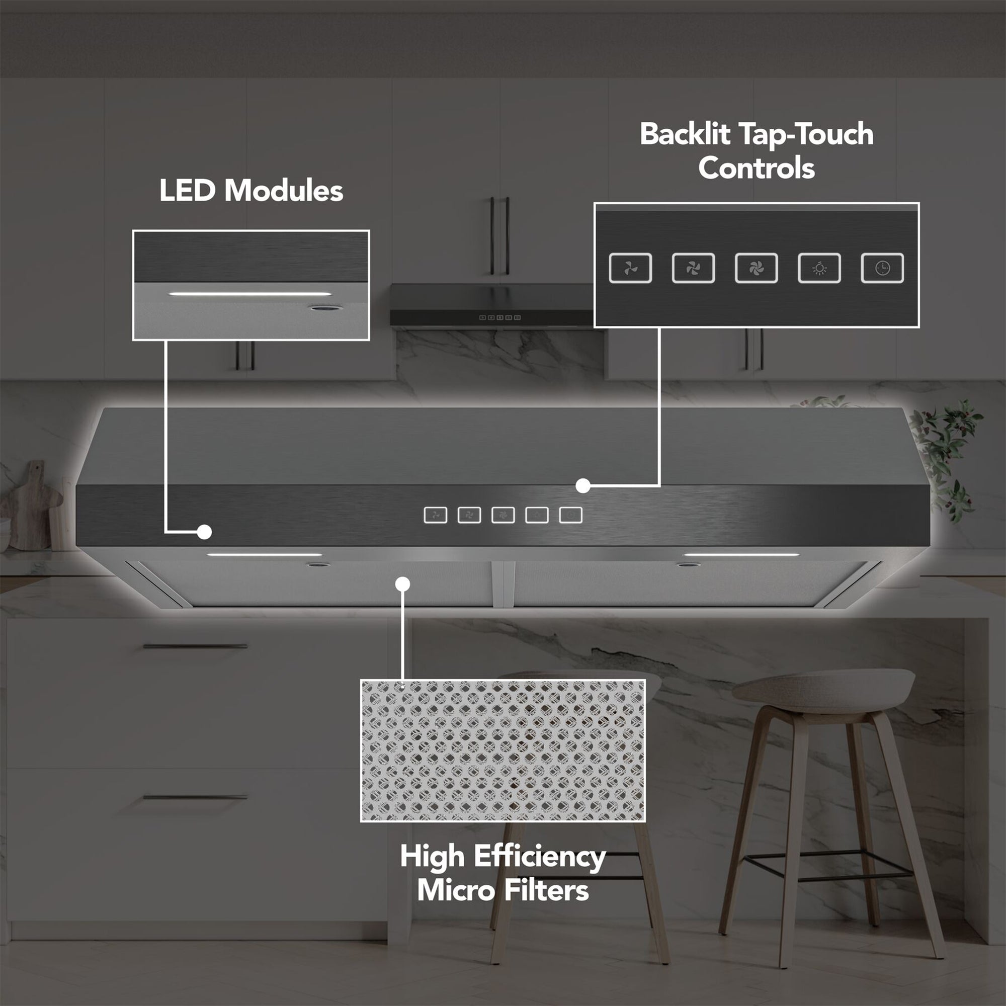 Broan-NuTone 30" Under Cabinet Range Hood, ENERGY STAR 350 Max Blower CFM, Black - VMInnovations