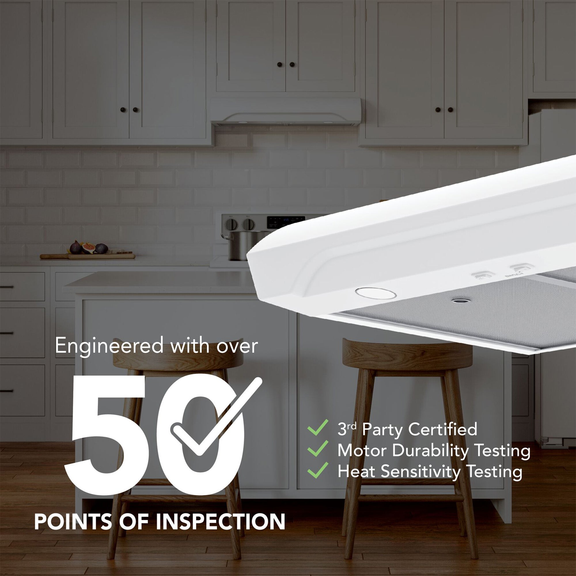Broan-NuTone 30" Under Cabinet Rangehood, ENERGY STAR, 350 Max Blower CFM, White - VMInnovations