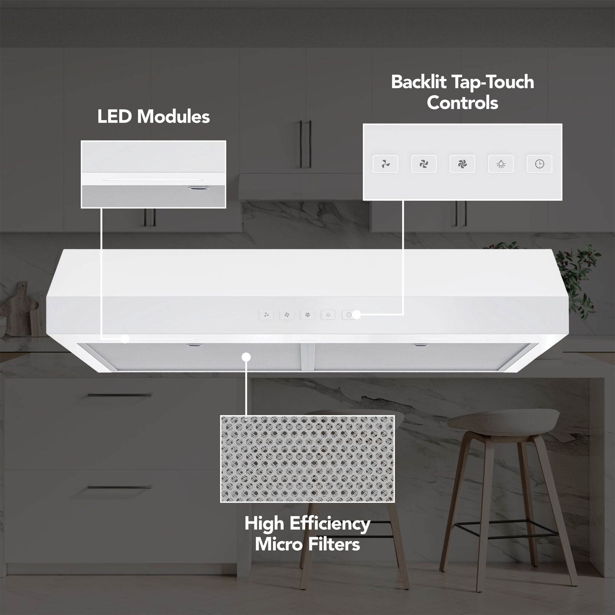 Broan-NuTone 30" Under Cabinet Rangehood, ENERGY STAR, 350 Max Blower CFM, White