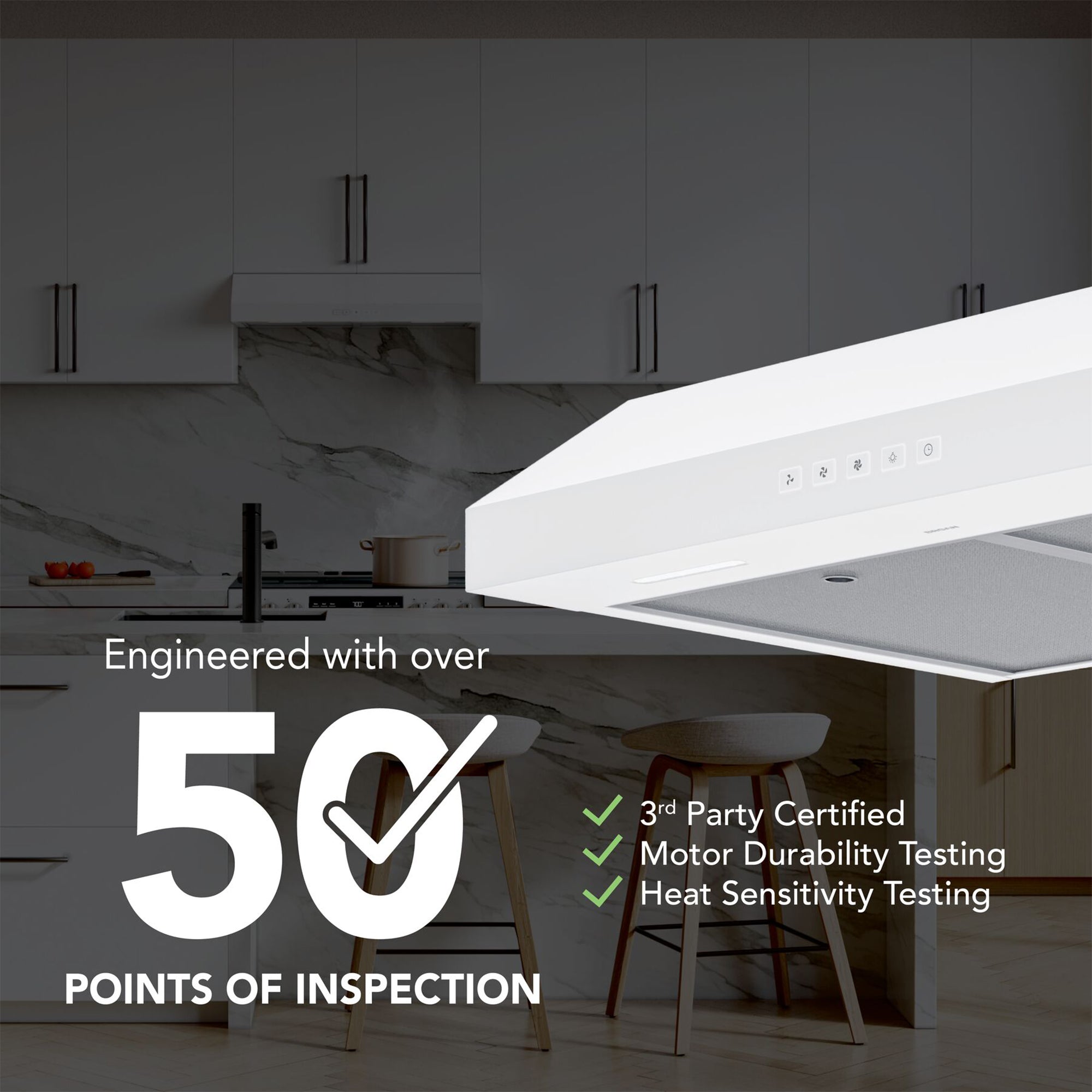 Broan-NuTone 30" Under Cabinet Rangehood, ENERGY STAR, 350 Max Blower CFM, White - VMInnovations