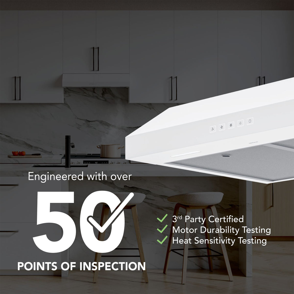 Broan-NuTone 30" Under Cabinet Rangehood, ENERGY STAR, 350 Max Blower CFM, White