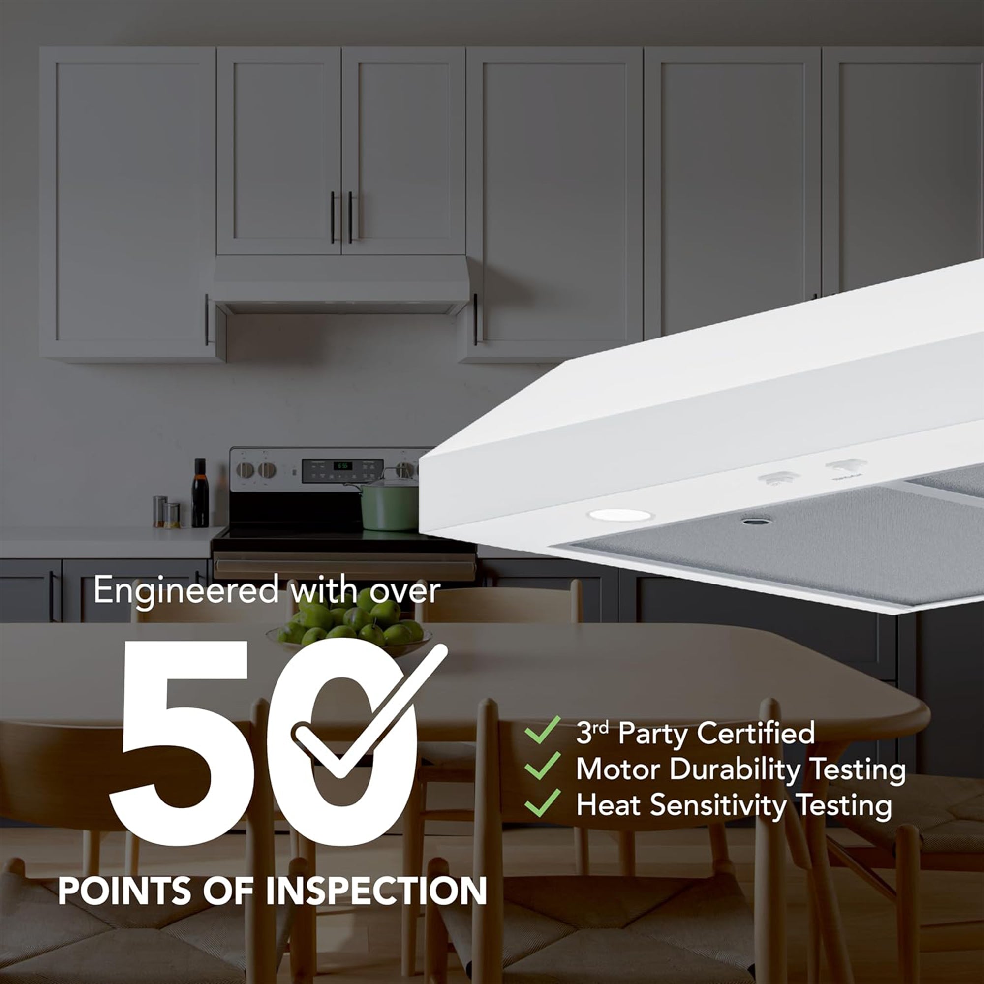 Broan-NuTone 24" Under Cabinet Range Hood, ENERGY STAR 350 Max Blower CFM, White - VMInnovations