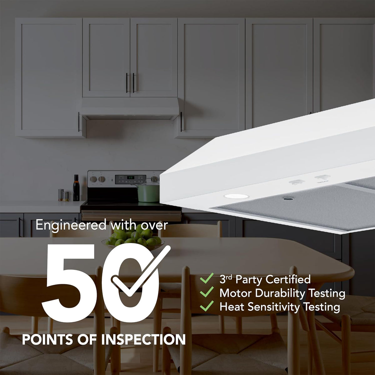 Broan-NuTone 24" Under Cabinet Range Hood, ENERGY STAR 350 Max Blower CFM, White - VMInnovations