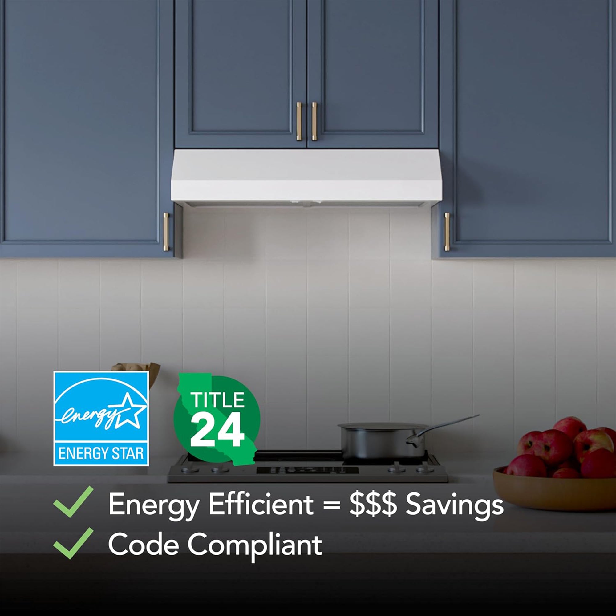Broan-NuTone 24" Under Cabinet Range Hood, ENERGY STAR 350 Max Blower CFM, White - VMInnovations