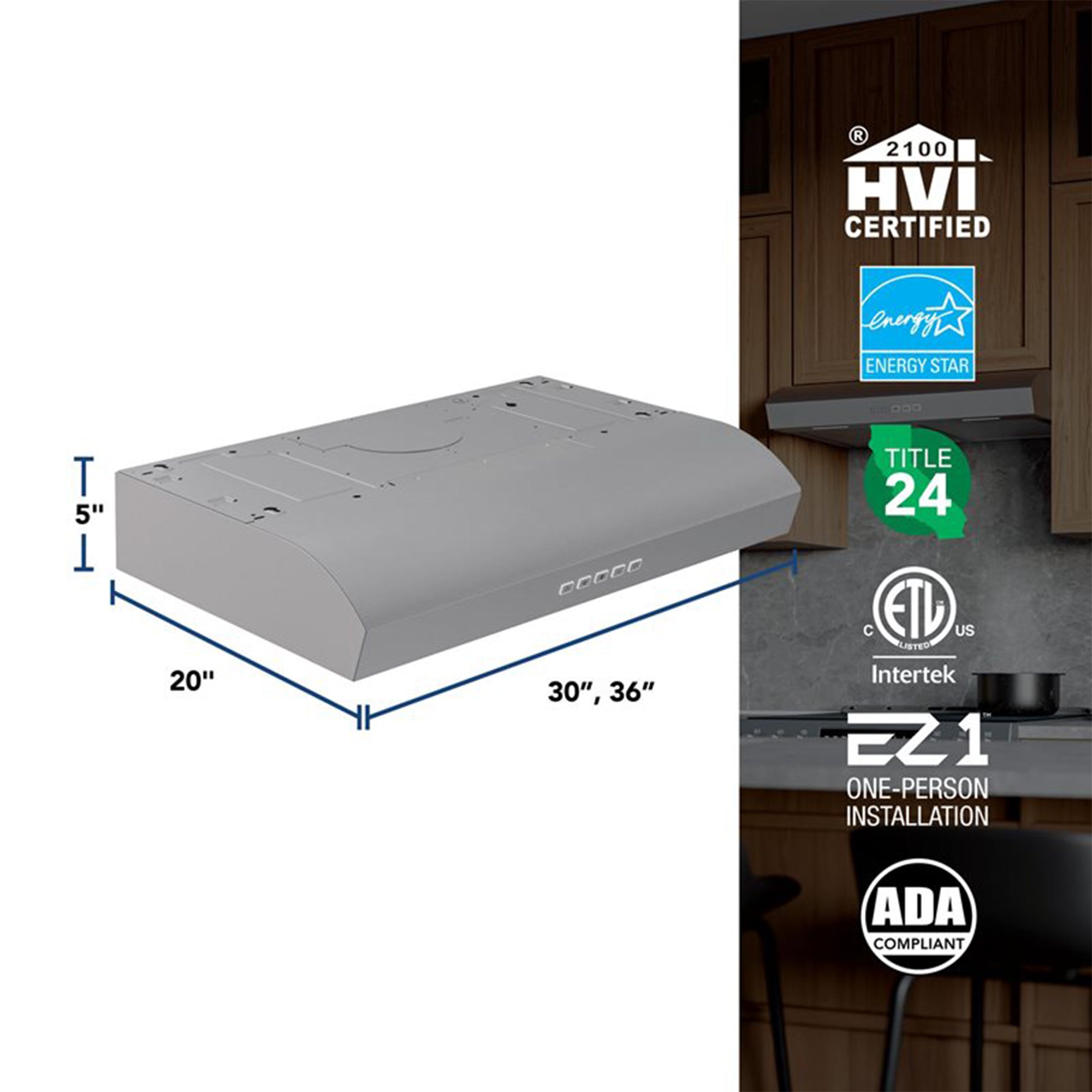 Broan-NuTone 36" Under Cabinet Range Hood, ENERGY STAR, 350 Max Blower CFM - VMInnovations