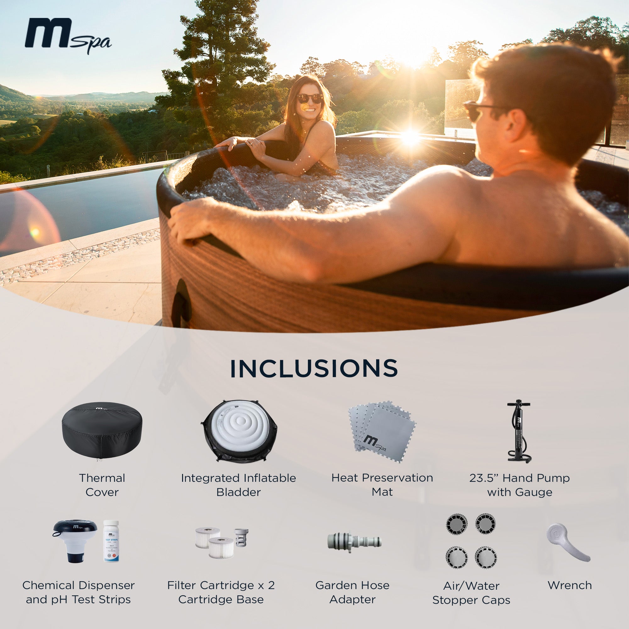 MSpa Duet 6-Person Round Inflatable Bubble Spa, Thermal Cover, Energy-Efficient - VMInnovations
