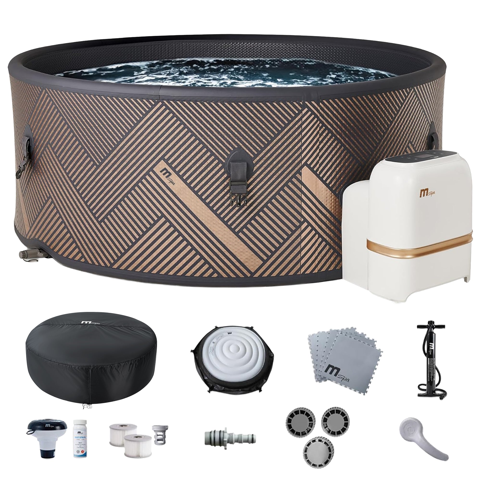 MSpa Mono 6-Person Round Inflatable Bubble Spa, Thermal Cover, Energy-Efficient - VMInnovations