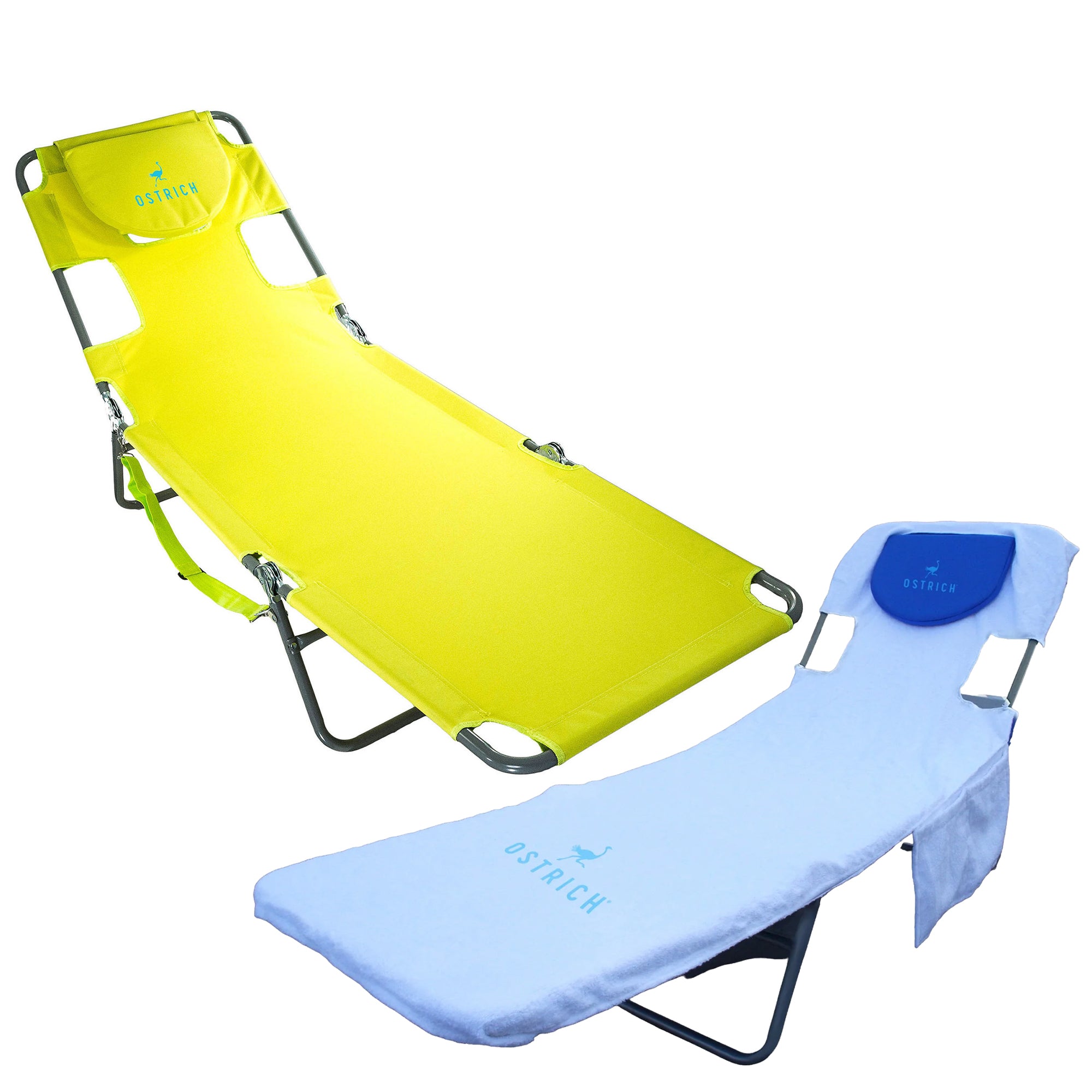 Ostrich The Original Chaise Lounge Portable Beach Chair & Custom Fitted Towel