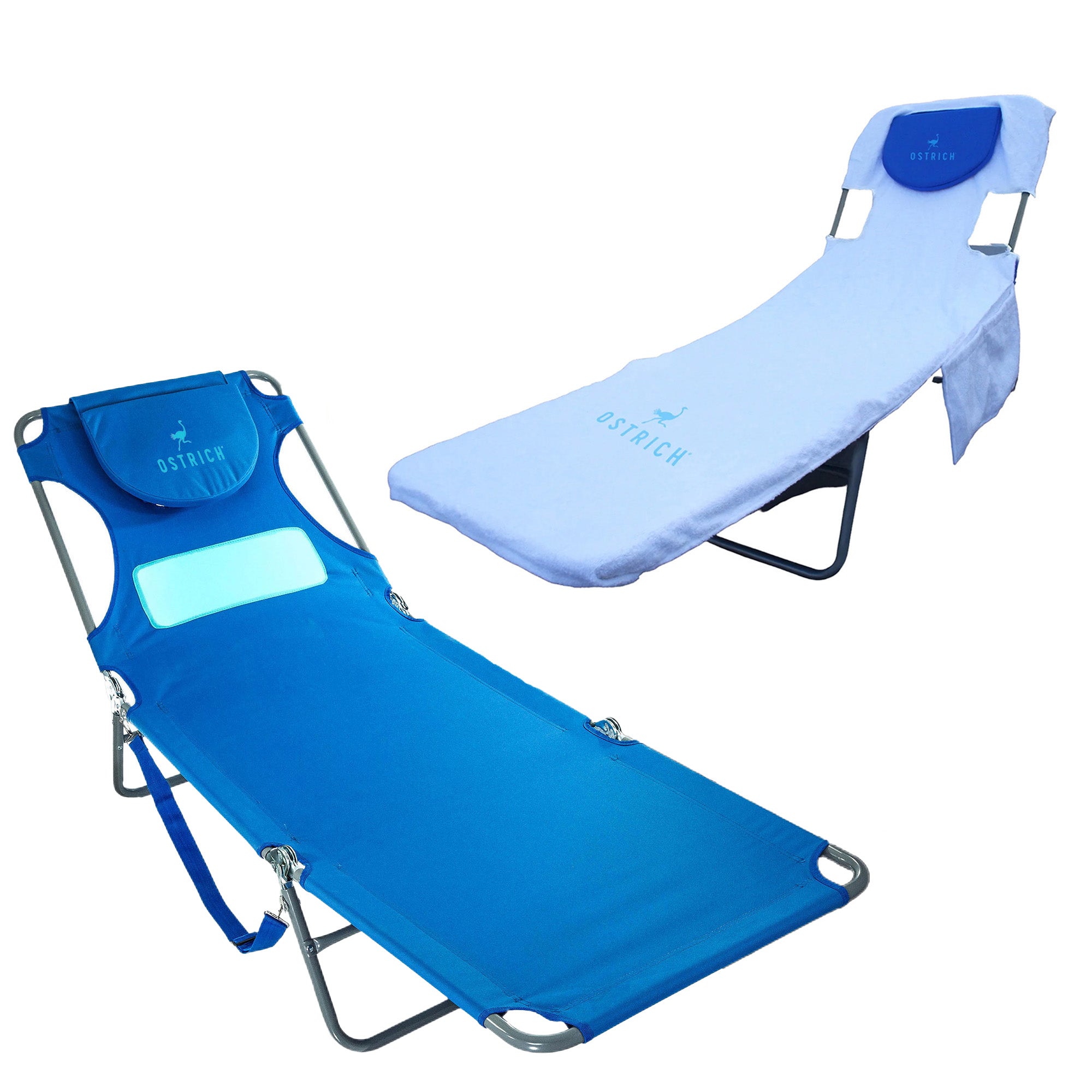 Ostrich The Ladies Comfort Lounger Foldable Beach Chair and Custom Fitted Towel