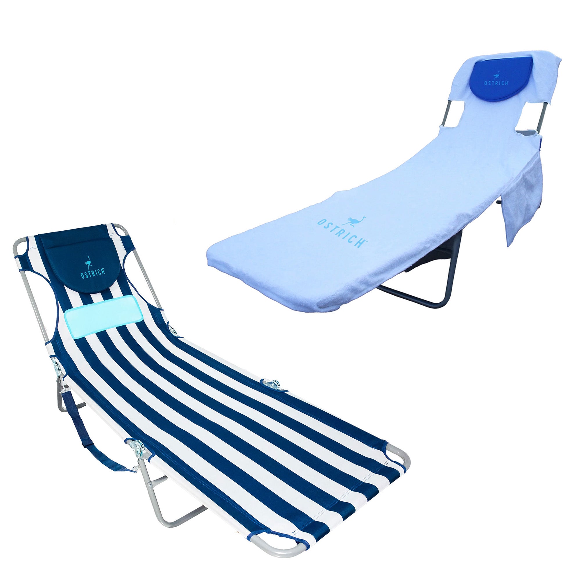 Ostrich The Ladies Comfort Lounger Foldable Beach Chair and Custom Fitted Towel
