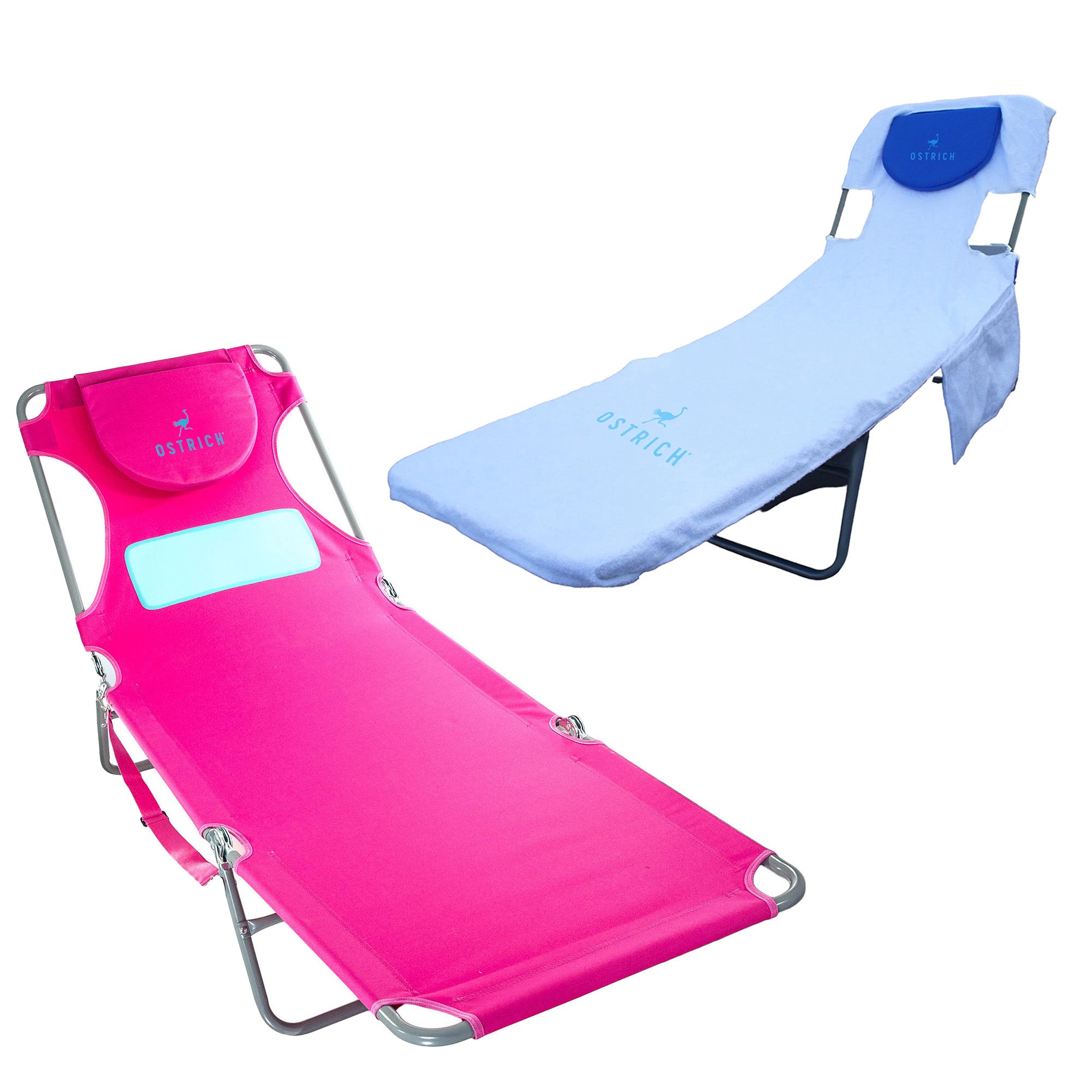 Ostrich The Ladies Comfort Lounger Foldable Beach Chair and Custom Fitted Towel