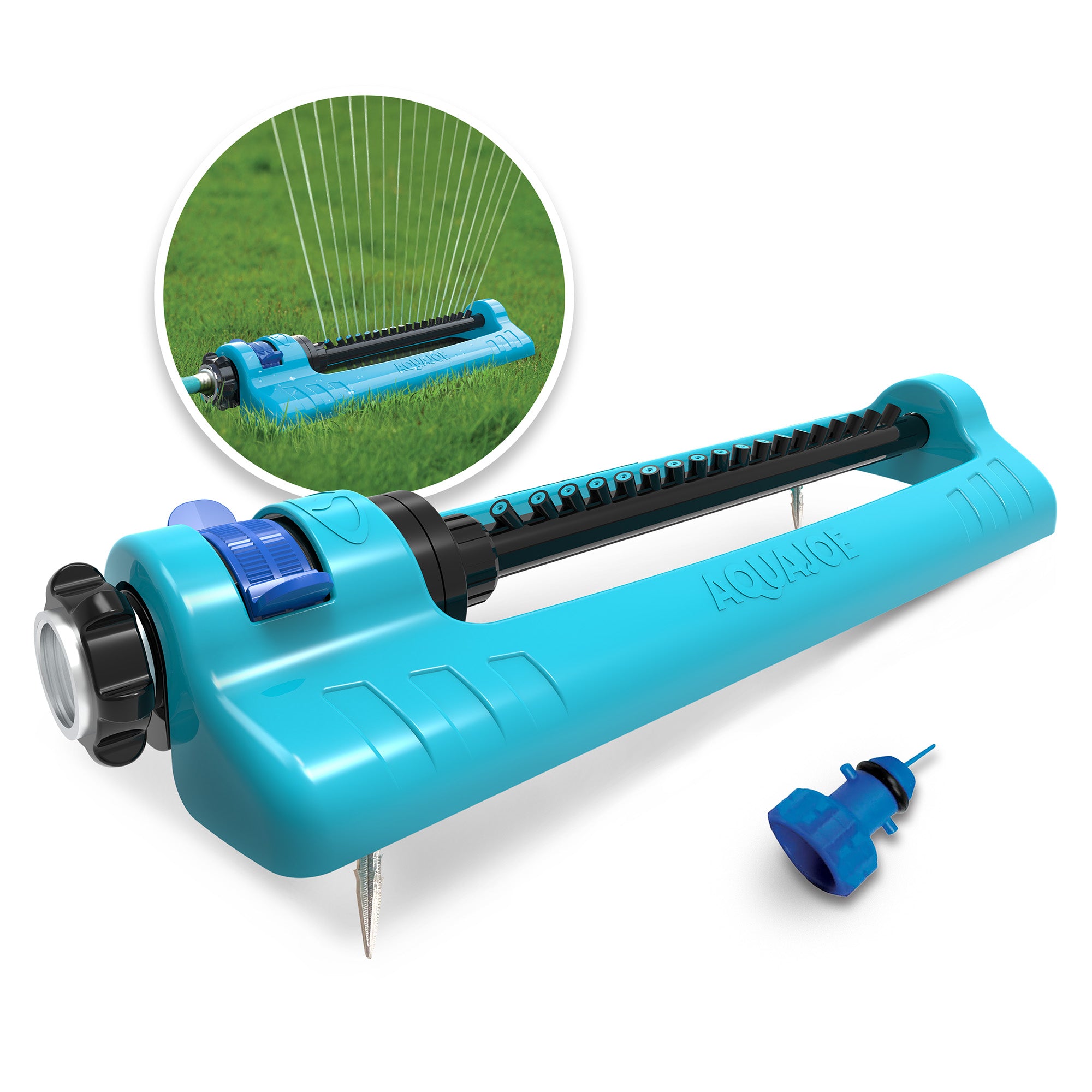 Aqua Joe Oscillating Sprinkler, Ground Spike with Adjustable Spray, 4400 Sq. Ft.