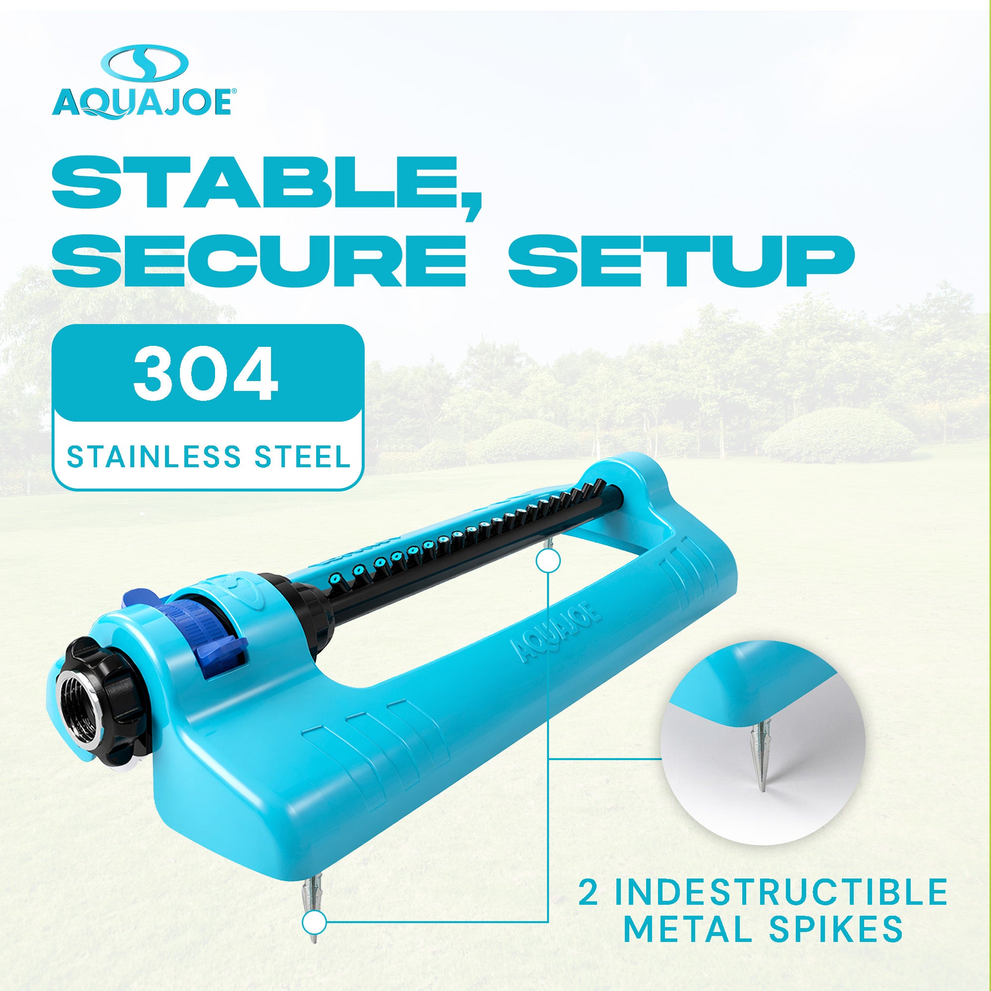 Oscillating Sprinkler w Adjustable Spray, Standard Base/Metal Ground (Open Box)