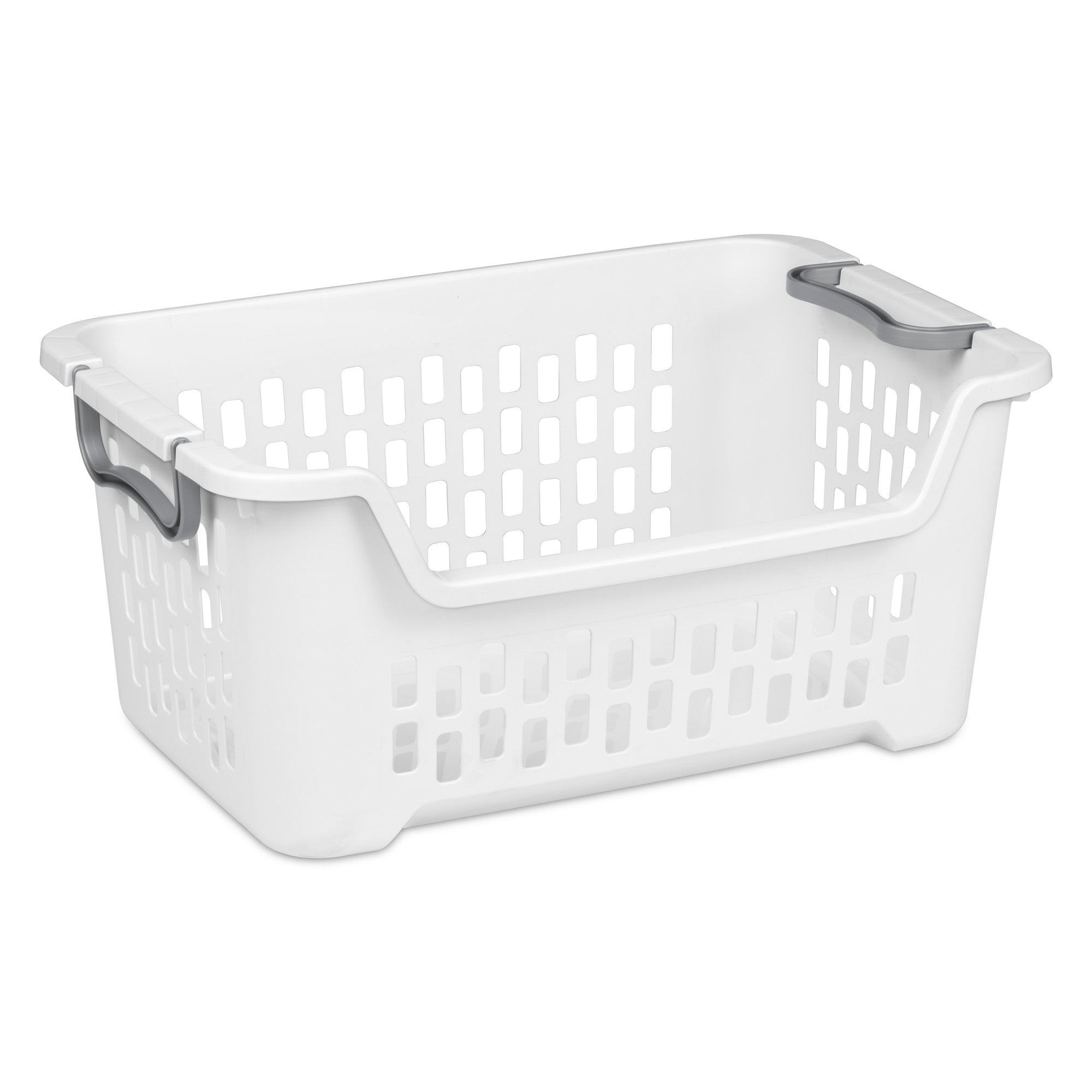 Sterilite Stacking Laundry Basket, 2 Bushel Hamper with Handles, White, 24 Pack