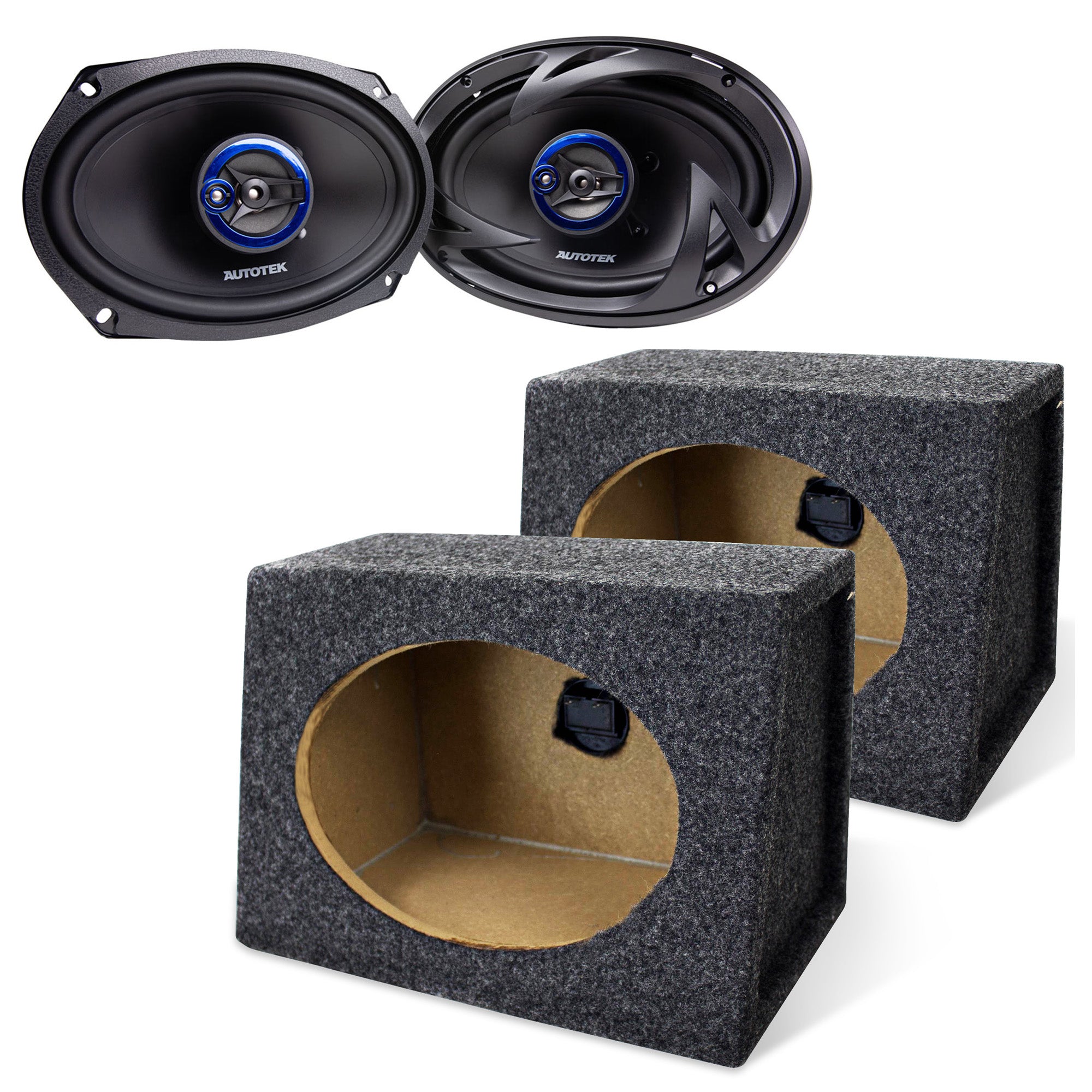 Autotek Street Machine 6x9" Speakers & QPower Angled 6x9" Car Audio Enclosure