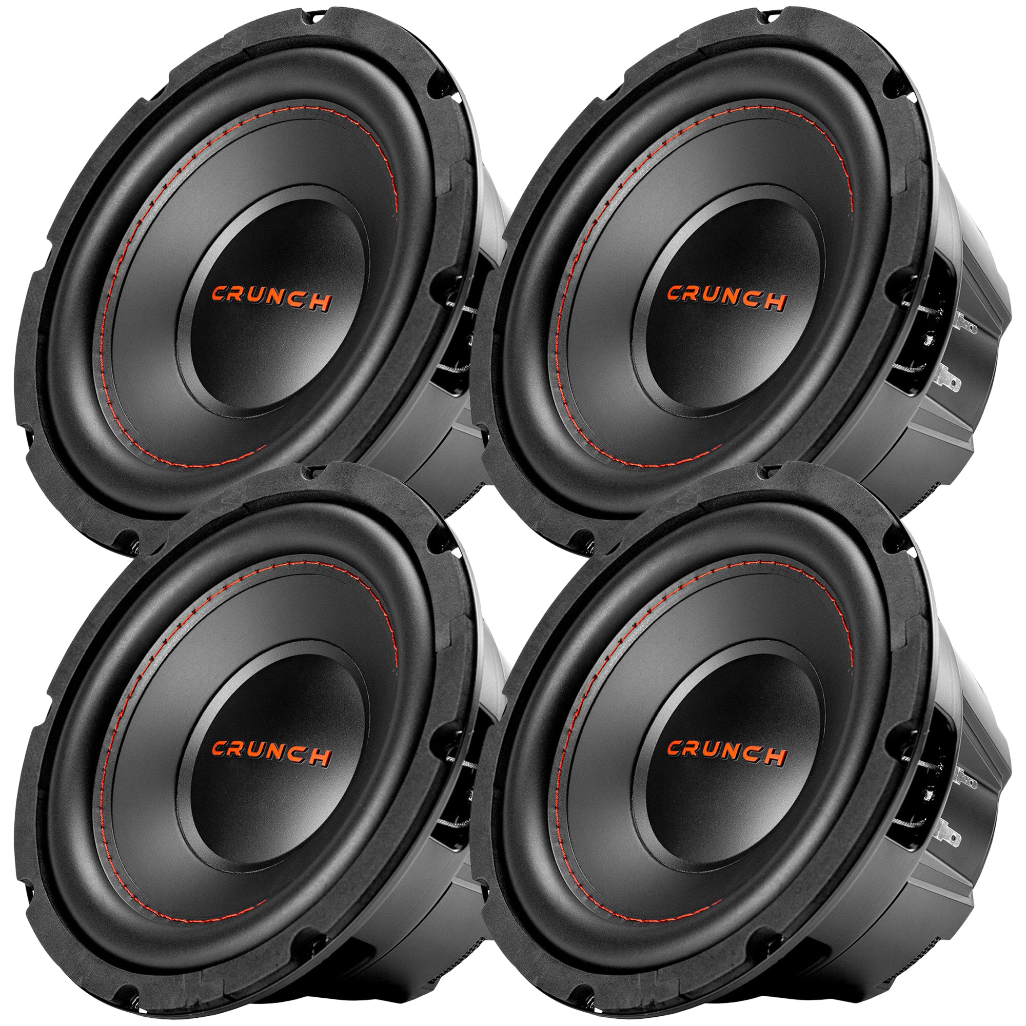 Crunch 4 Pack CRW8D4 8" 250 Watt MAX 4 Ohm Dual Voice Coil Car Subwoofer Speaker