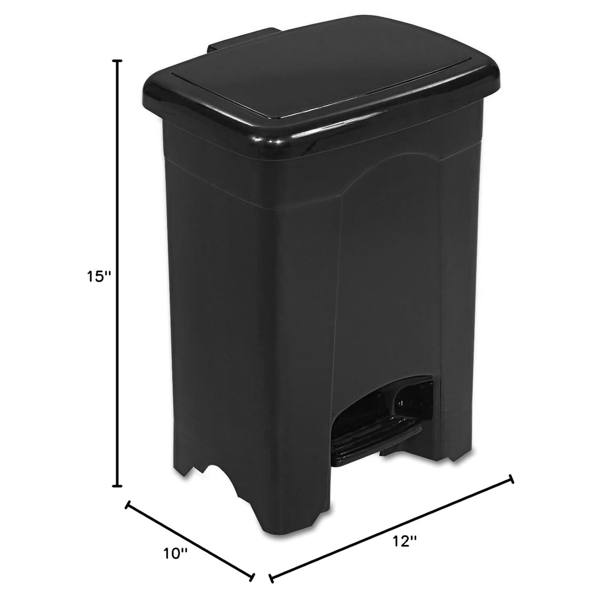 Safco Step On Trash Can with Foot Pedal, 4 Gal Plastic Indoor Waste Bin, Black (Open Box)