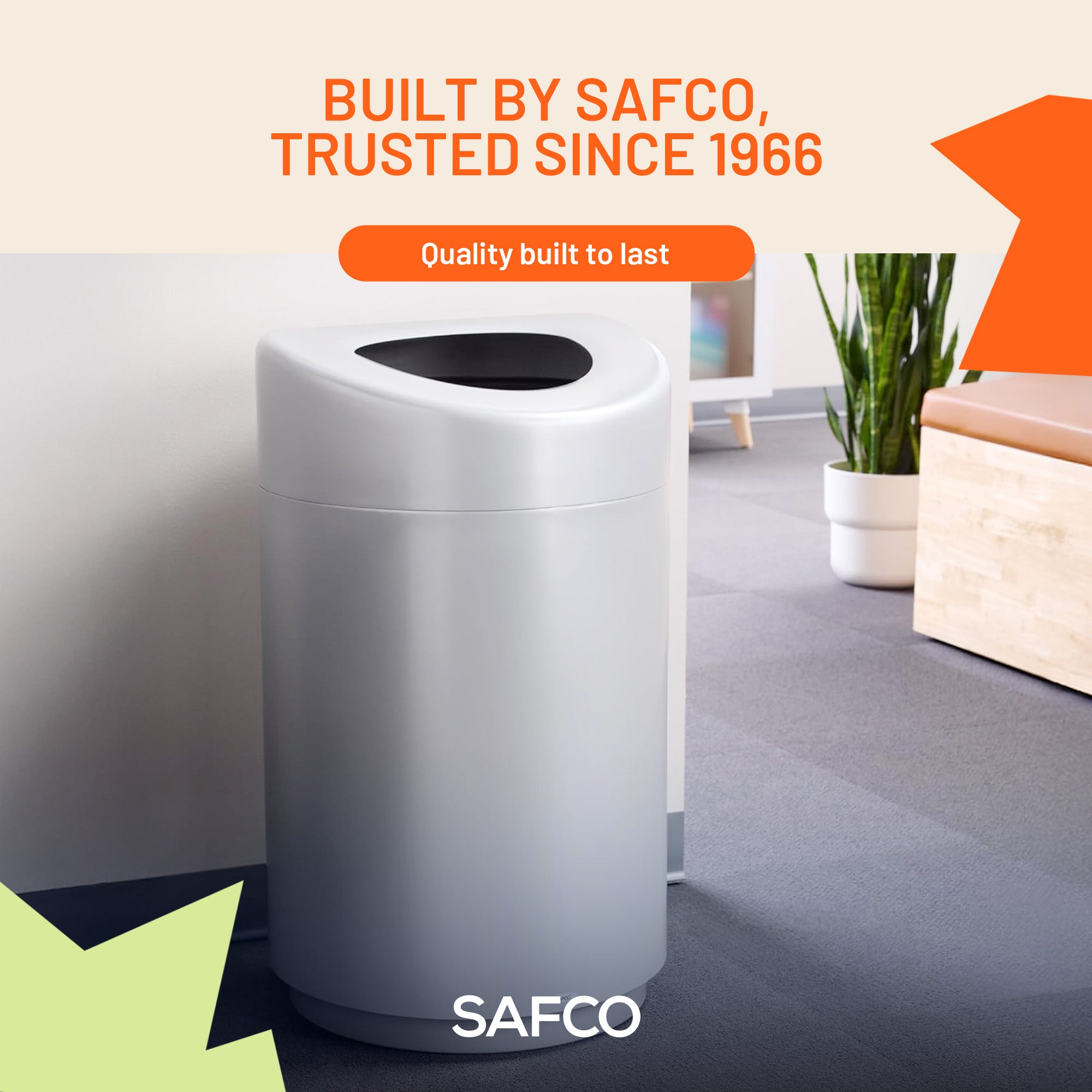 Safco Open Top Trash Can, Indoor Home 30 Gallon Waste Bin Container, Silver