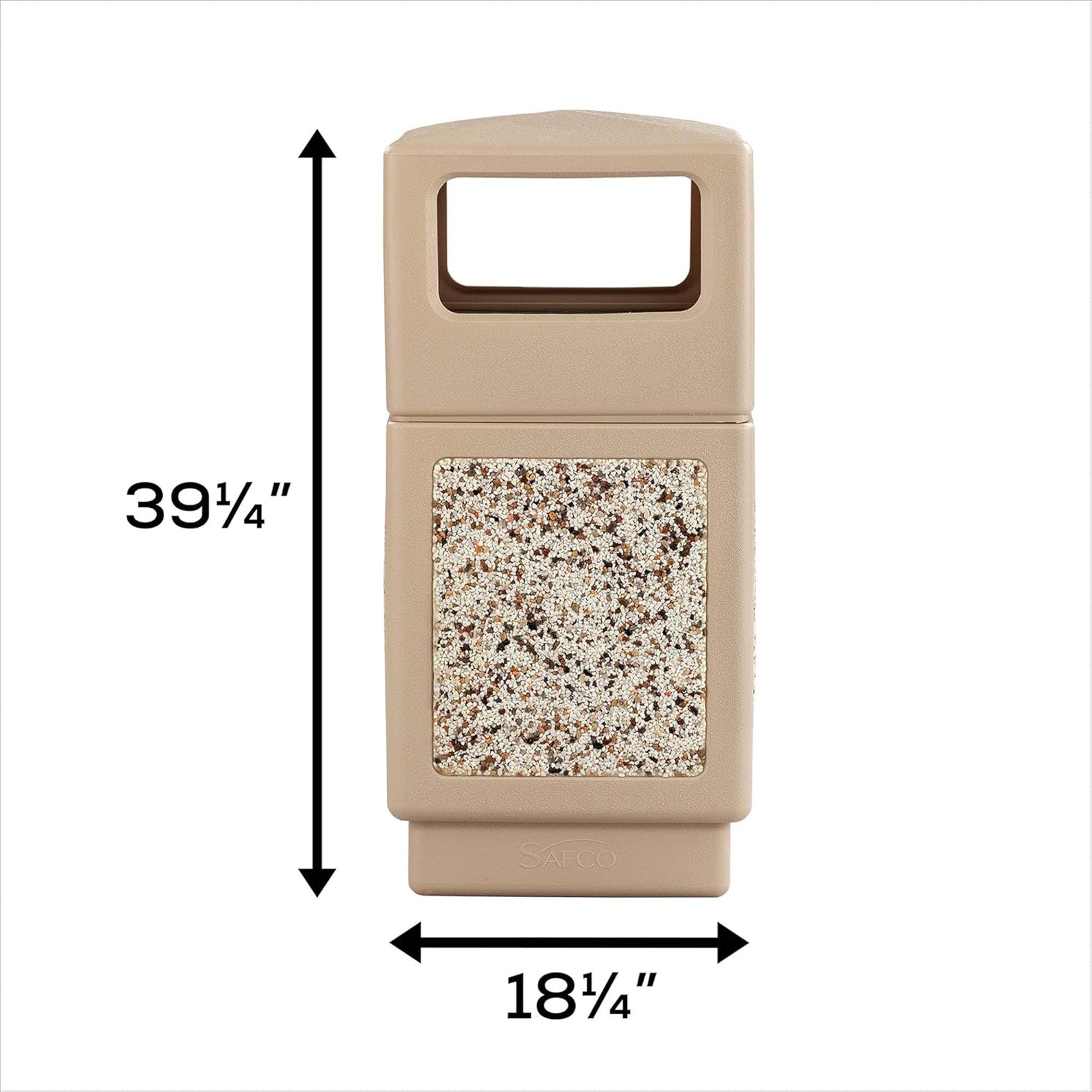 Safco Canmeleon Aggregate Panel Trash Can, Side Open, 38 Gallon Receptacle, Tan - VMInnovations