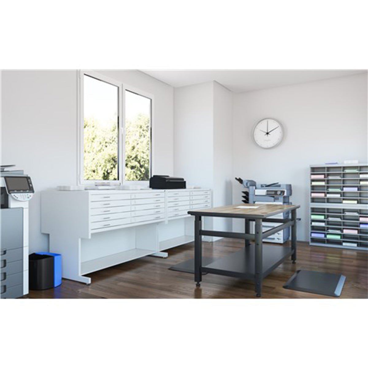 Safco Desk-Side Recycling Receptacle, 6 Gallon Combined Capacity, Black & Blue