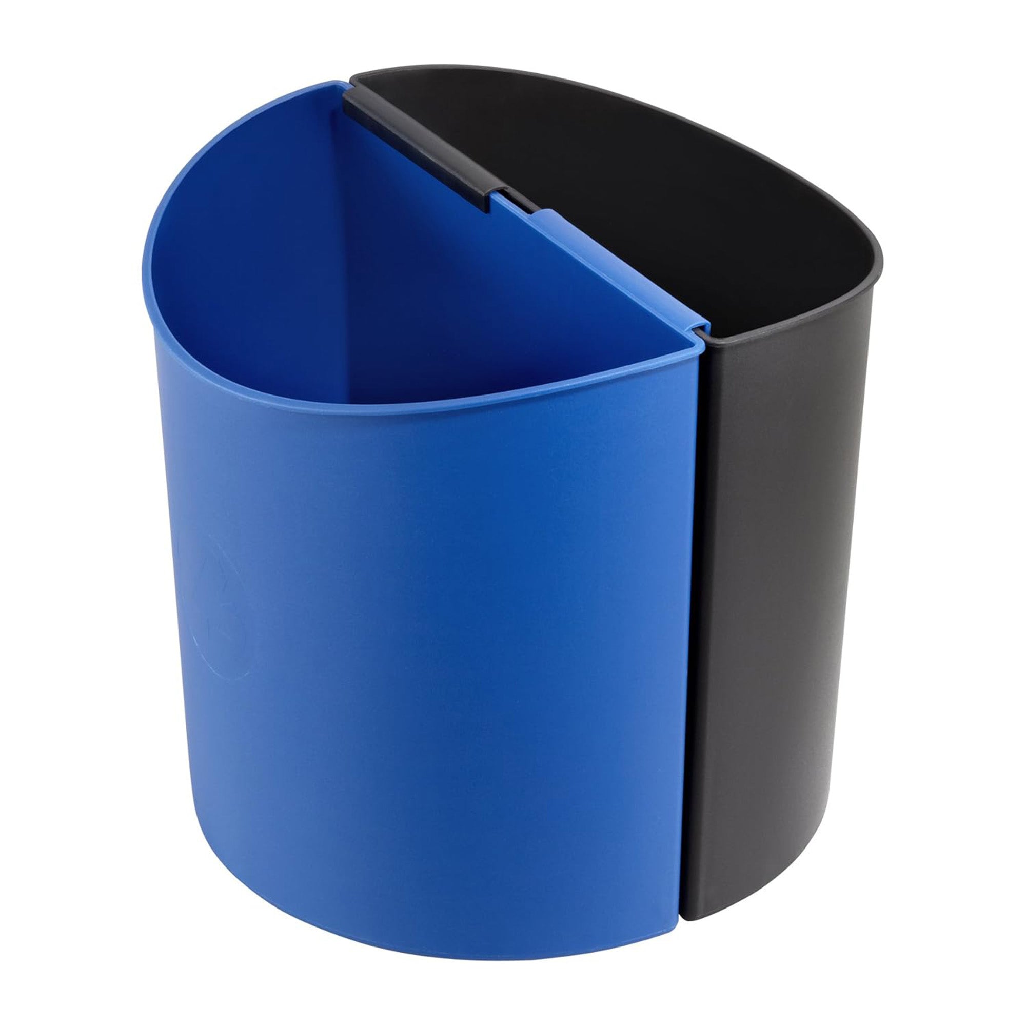 Safco Desk-Side Recycling Receptacle, 6 Gallon Combined Capacity, Black & Blue