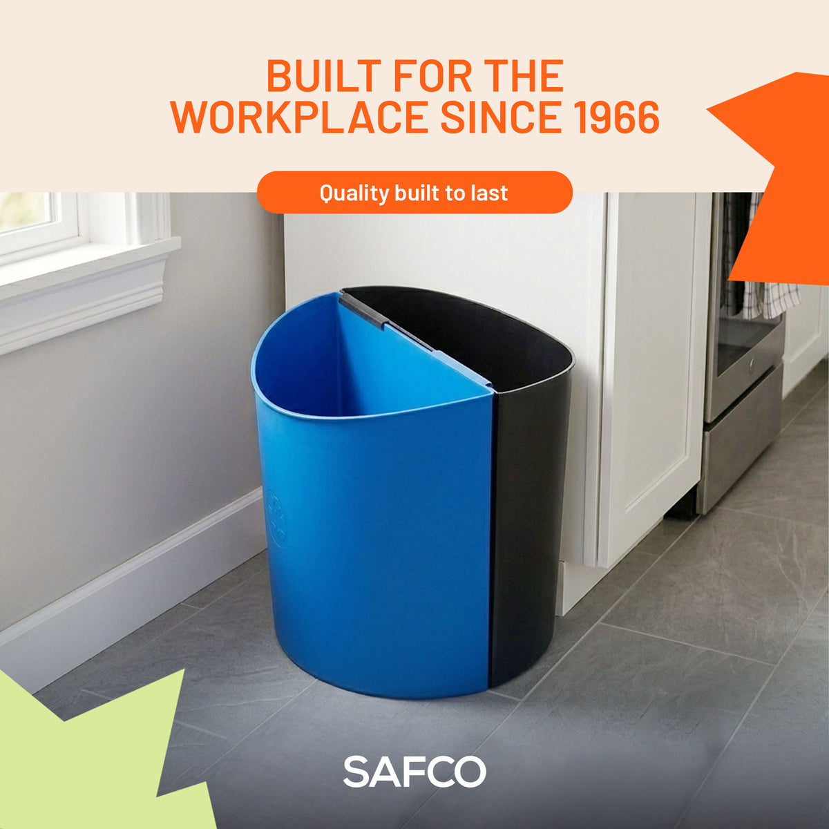 Safco Desk-Side Recycling Receptacle, 15 Gallon Combined Capacity (Open Box)