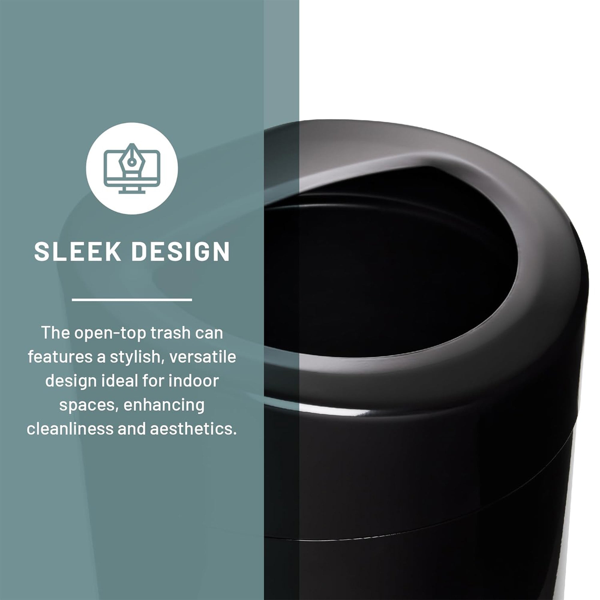 Safco Open Top Trash Can, Indoor Home 30 Gallon Waste Bin Container, Black - VMInnovations