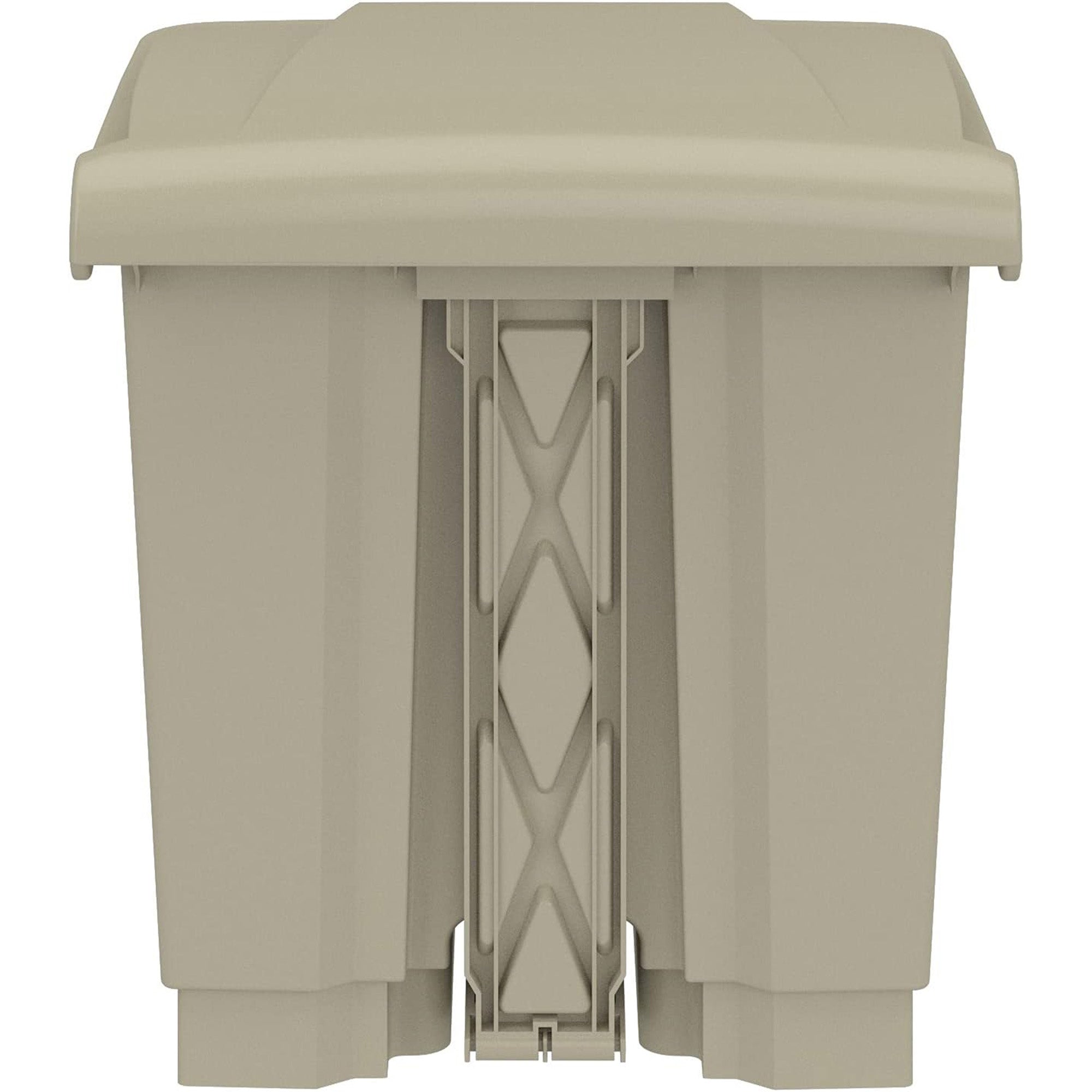 Safco Step On Trash Can with Foot Pedal, 8 Gallon Plastic Indoor Waste Bin, Tan - VMInnovations