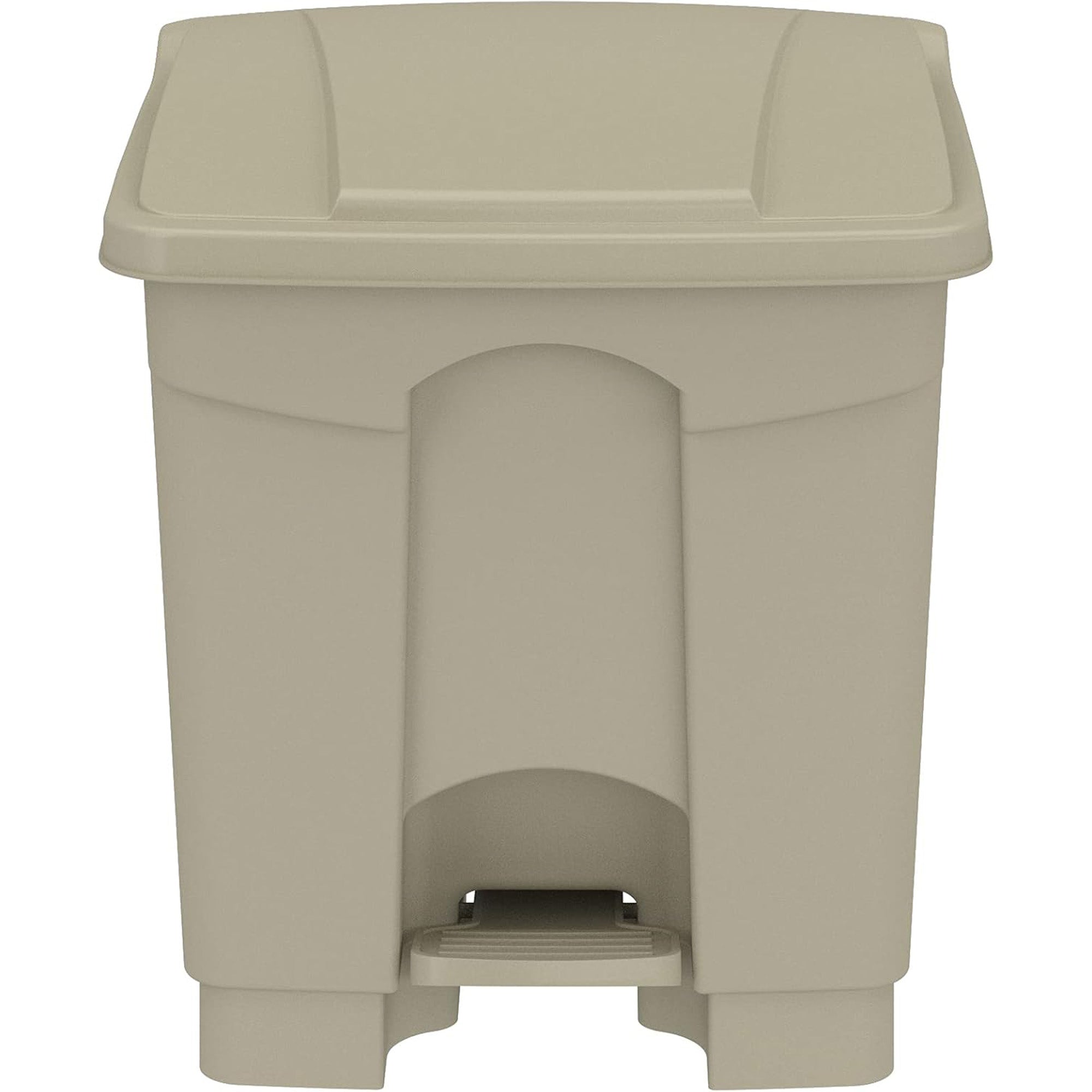Safco Step On Trash Can with Foot Pedal, 8 Gallon Plastic Indoor Waste Bin, Tan - VMInnovations