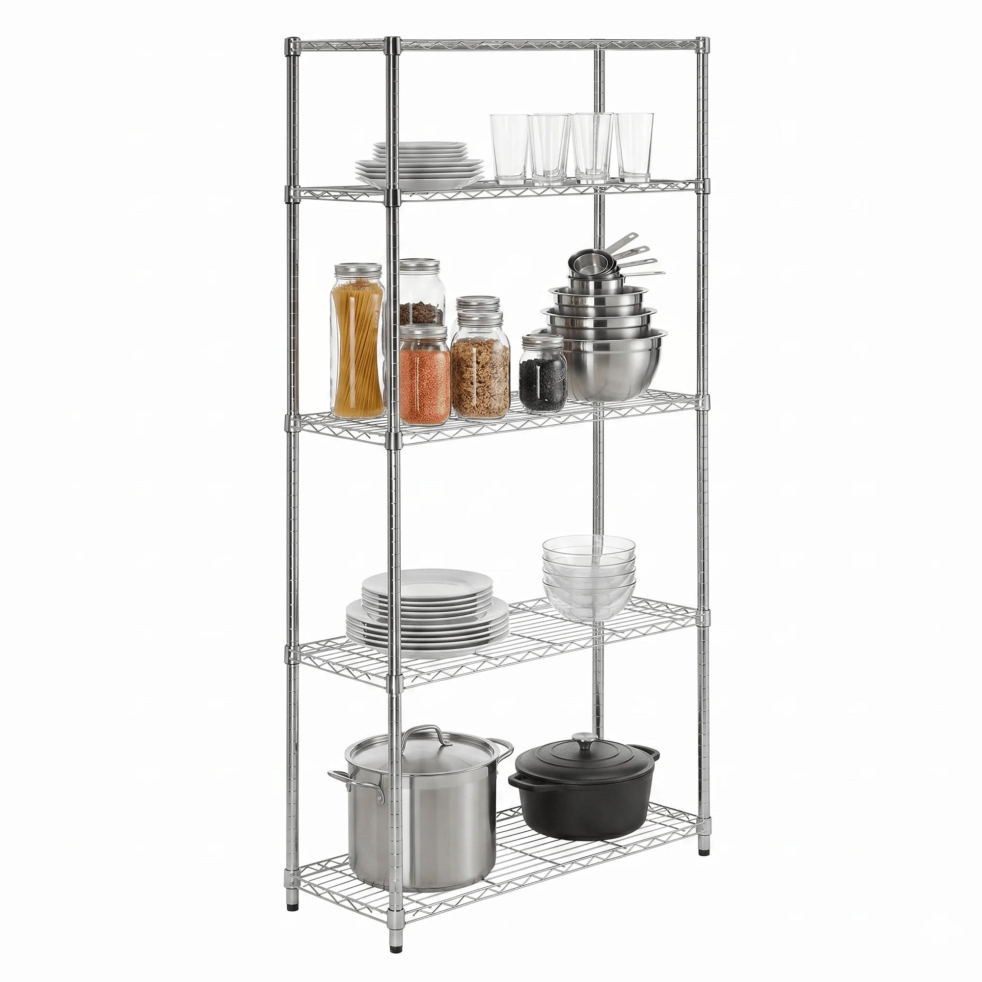 Honey-Can-Do 5-Tier Shelving Storage Rack Organizer, 200lb Shelf Capacity, Gray (Open Box)