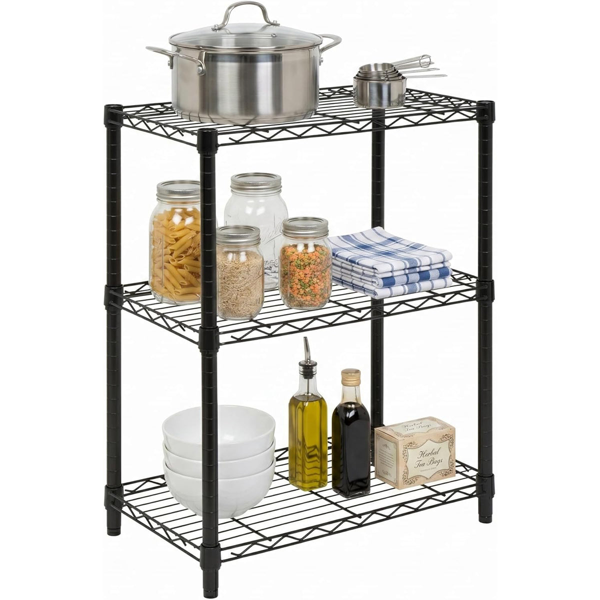 Honey-Can-Do 3-Tier Shelving Storage Rack Organizer, 250lb Shelf Cap, (Open Box)