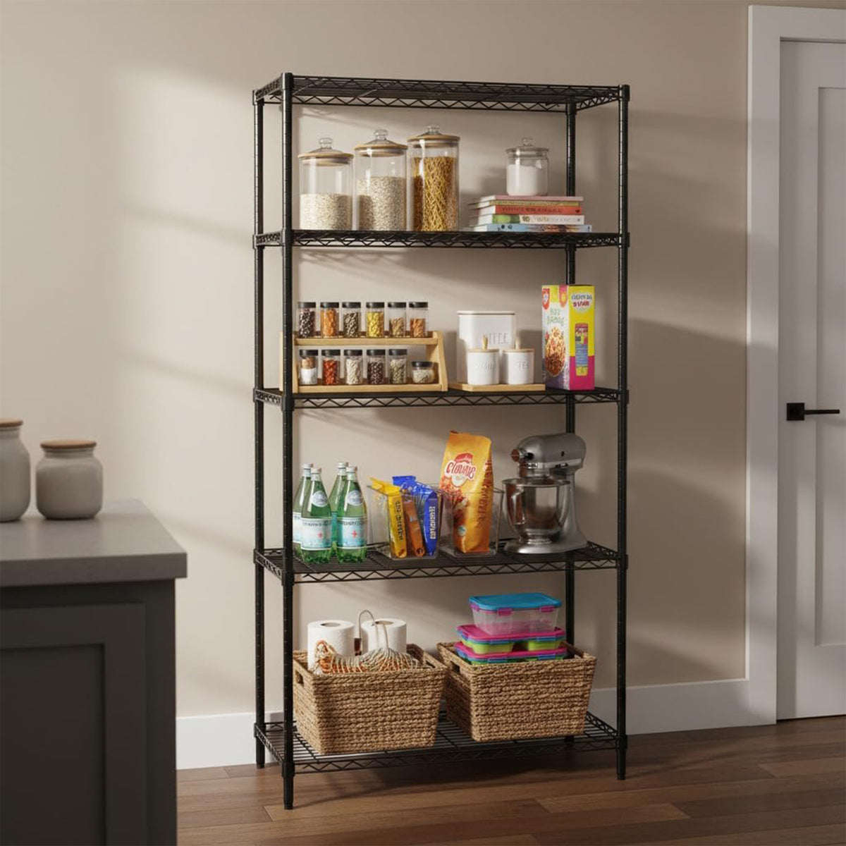 Honey-Can-Do 5-Tier Shelving Storage Rack Organizer, 350lb Shelf Cap, (Open Box)