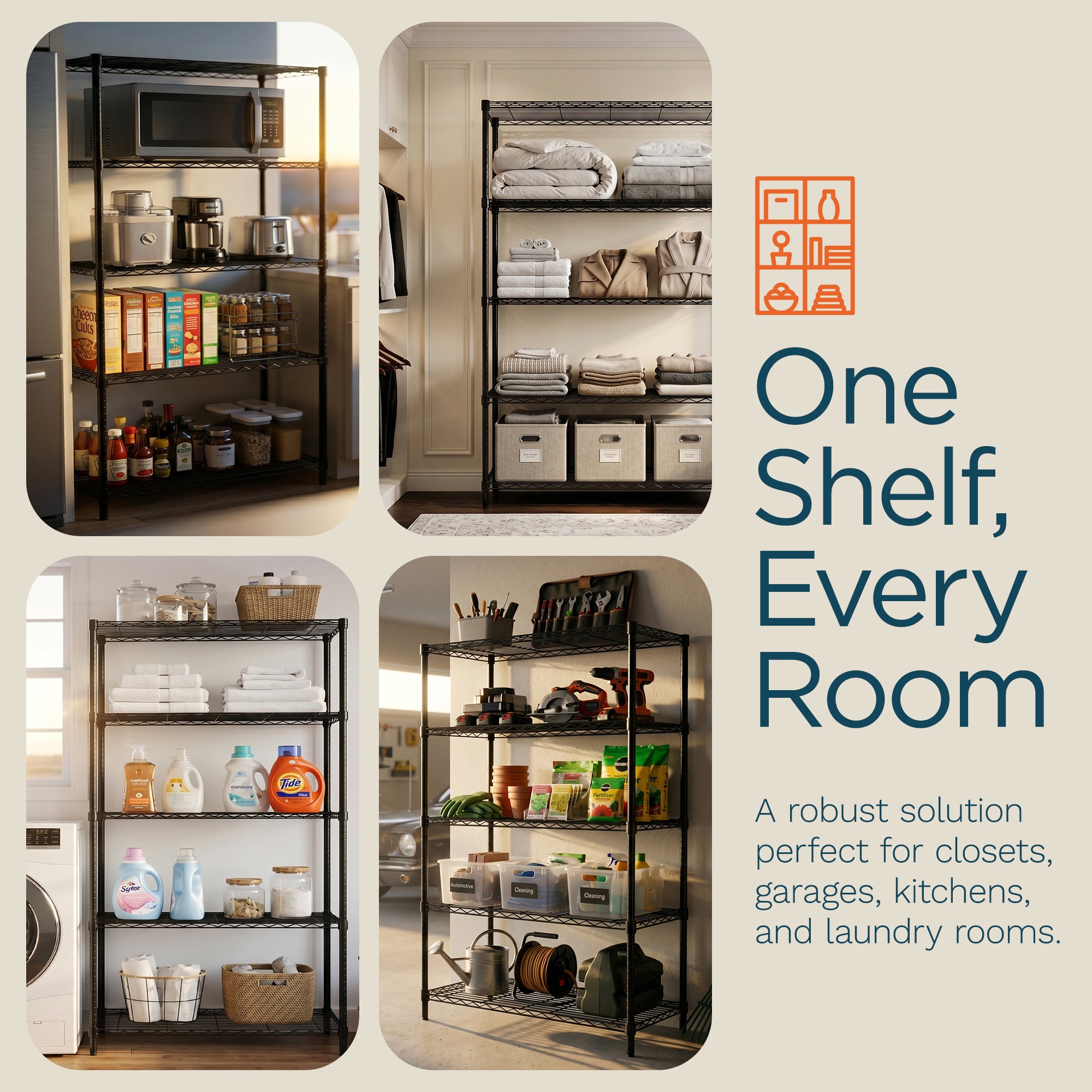 Honey-Can-Do 5-Tier Steel Wire Shelving Unit, Adjustable Metal Storage Rack