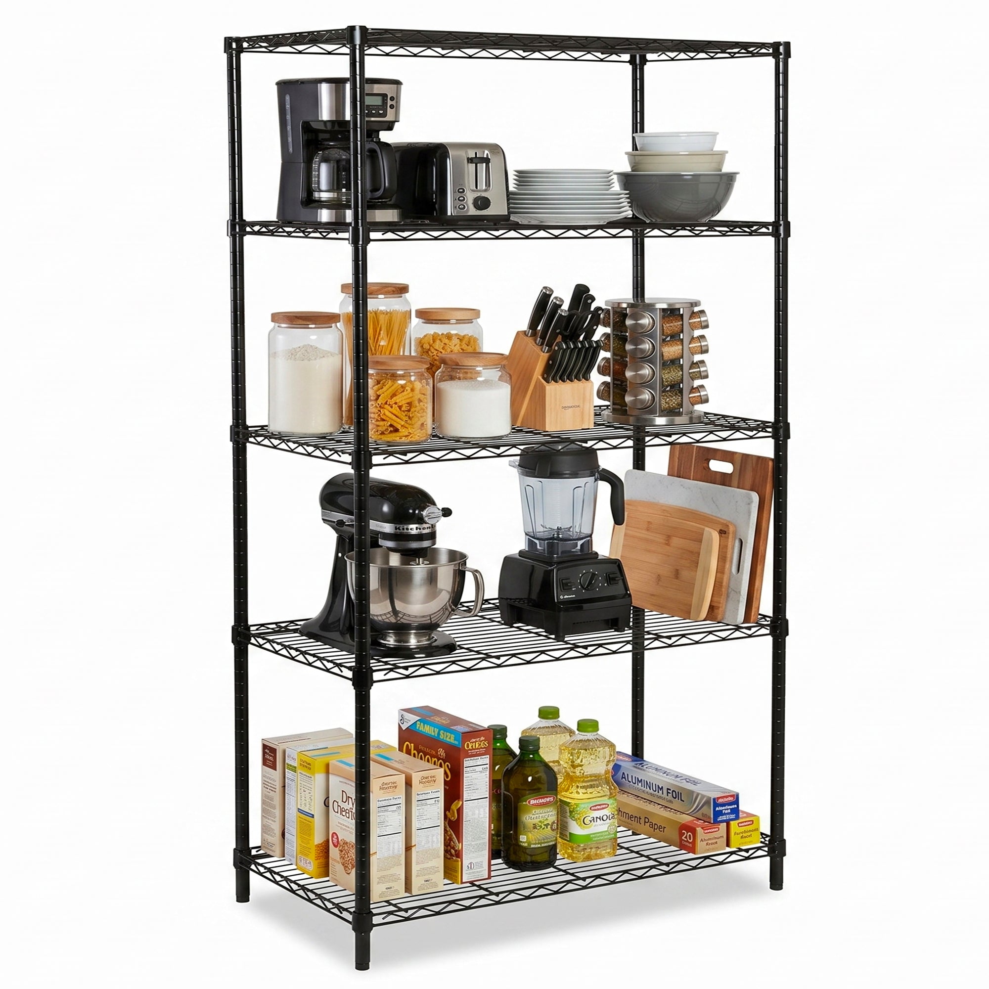 Honey-Can-Do 5-Tier Steel Wire Shelving Unit, Adjustable Metal Storage Rack