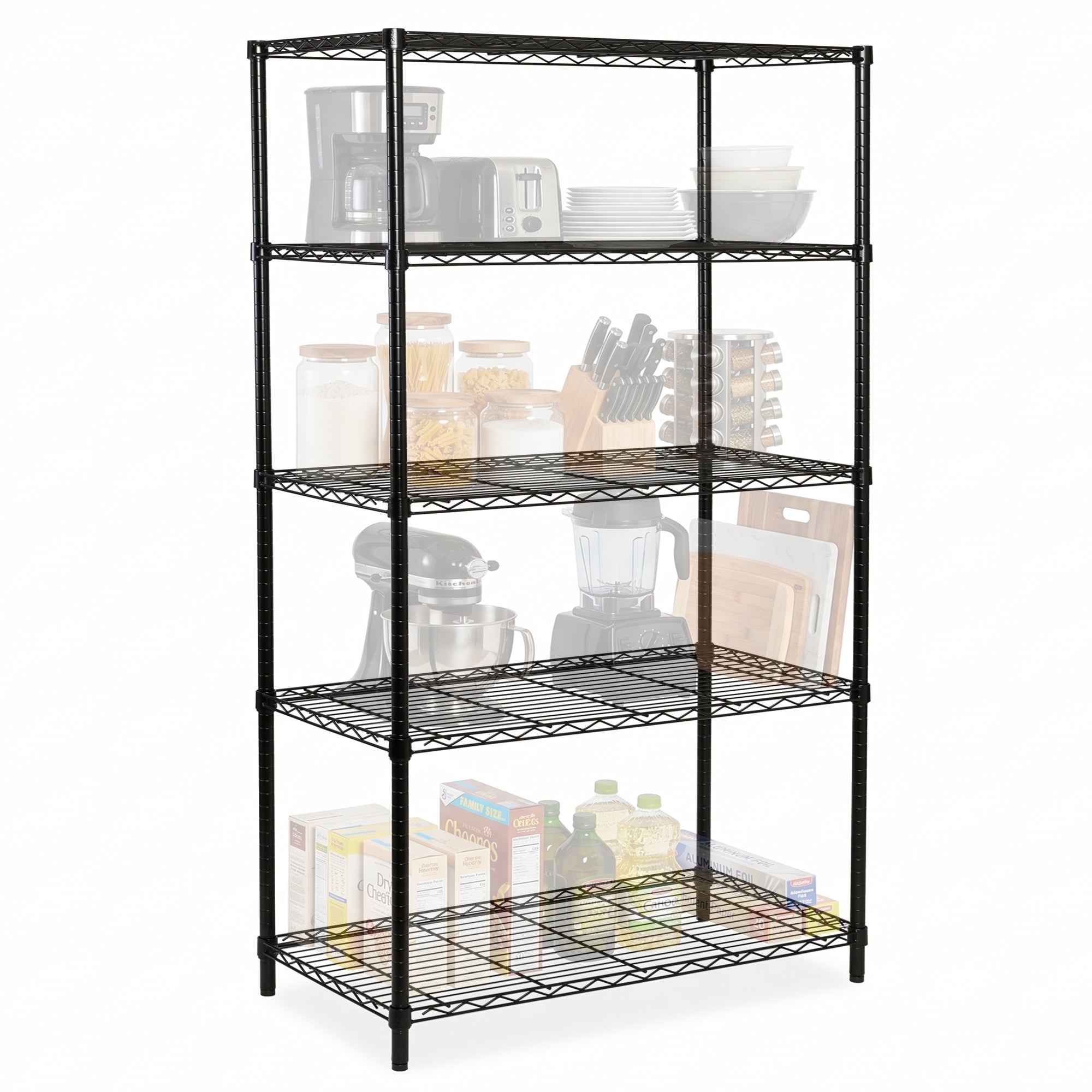 Honey-Can-Do 5-Tier Steel Wire Shelving Unit, Adjustable Metal Storage Rack